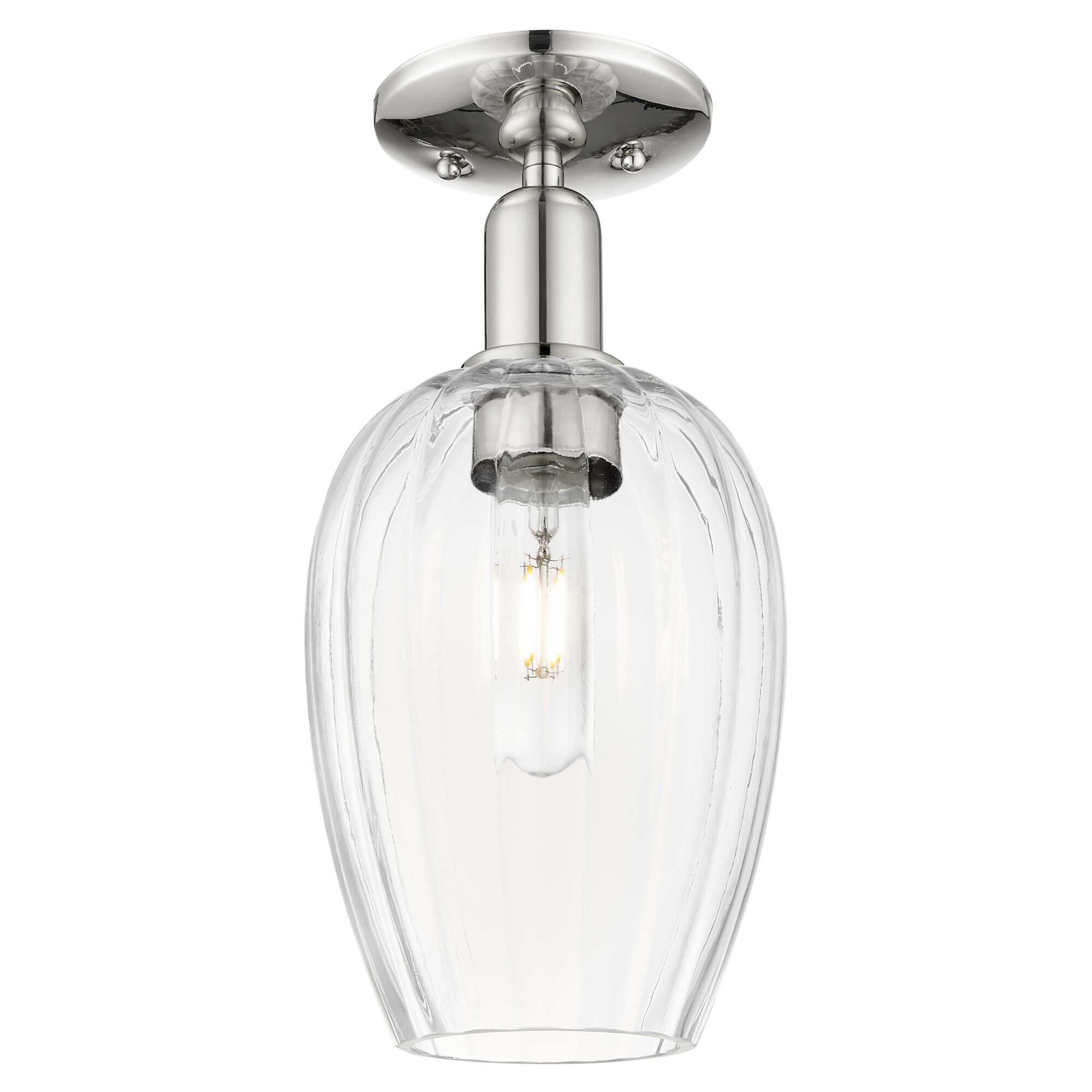 Shown in Polished Nickel finish and Clear glass