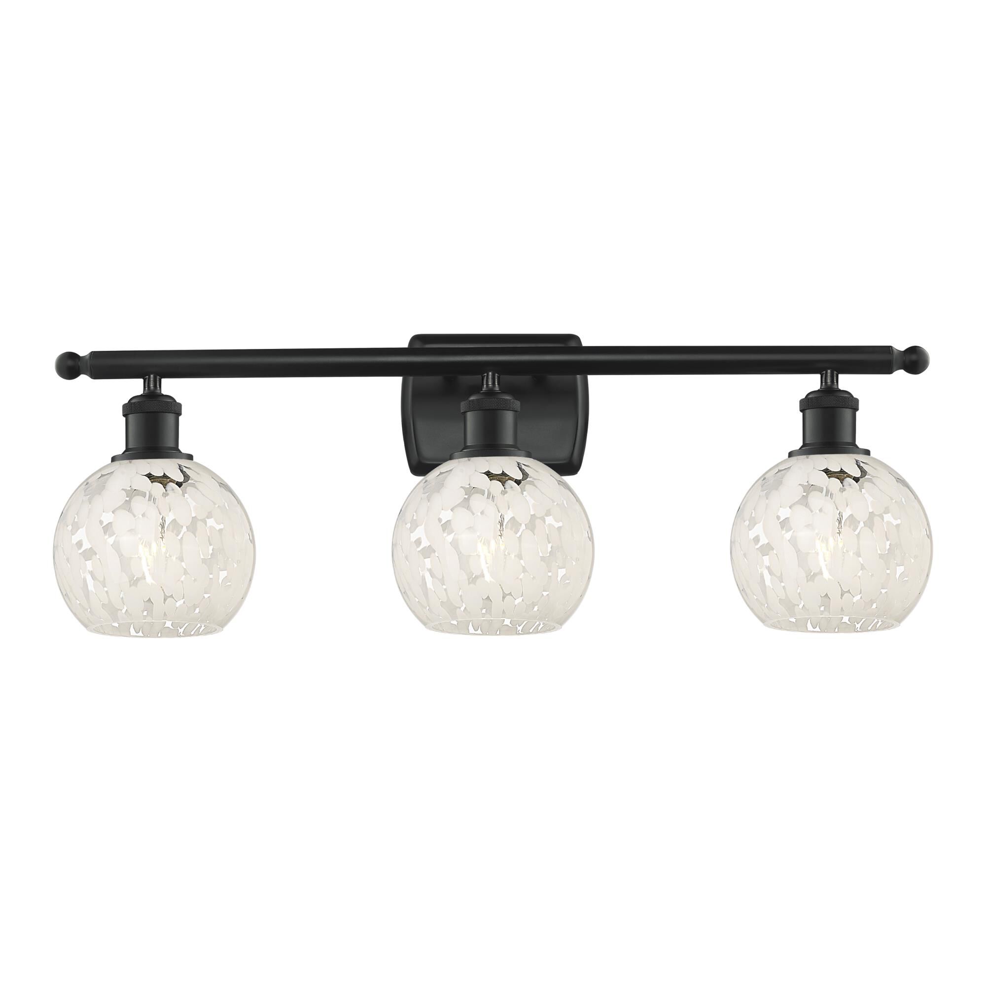 Shown in Matte Black finish and White Mouchette glass