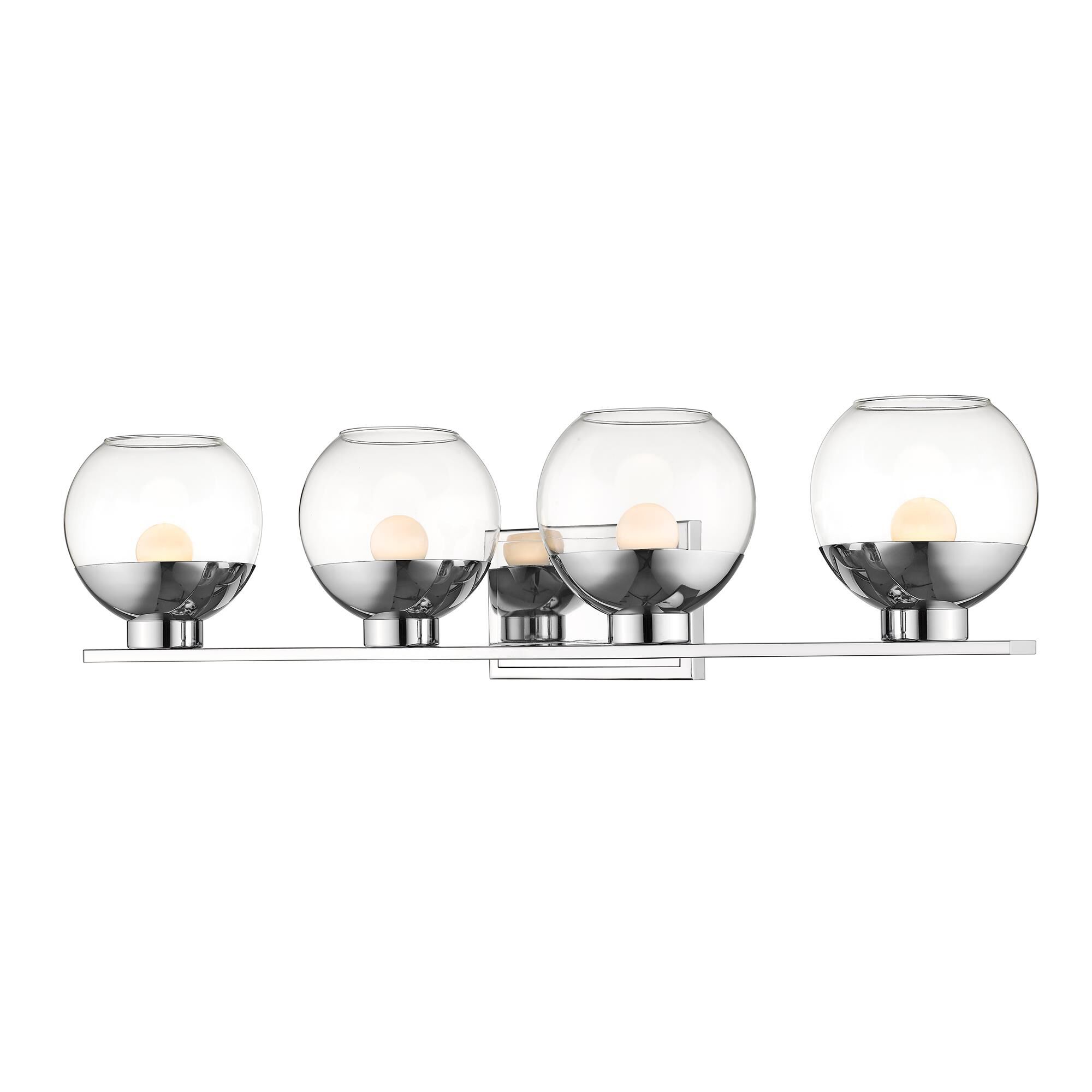 Shown in Chrome finish and Glass shade