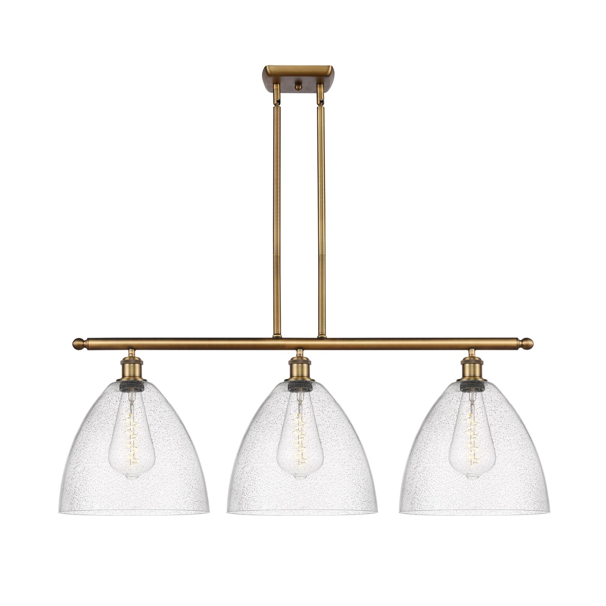Shown in Brushed Brass finish and Seedy Ballston Dome glass and No Shade shade