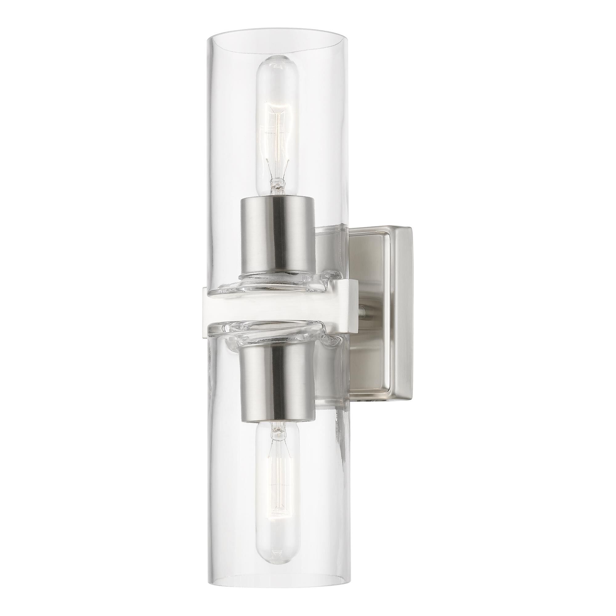Shown in Brushed Nickel finish and Clear glass