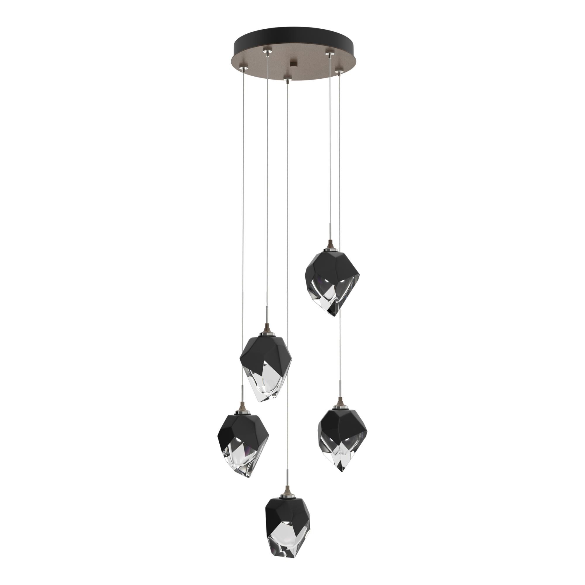 Shown in Bronze finish and Black glass and Black Glass shade