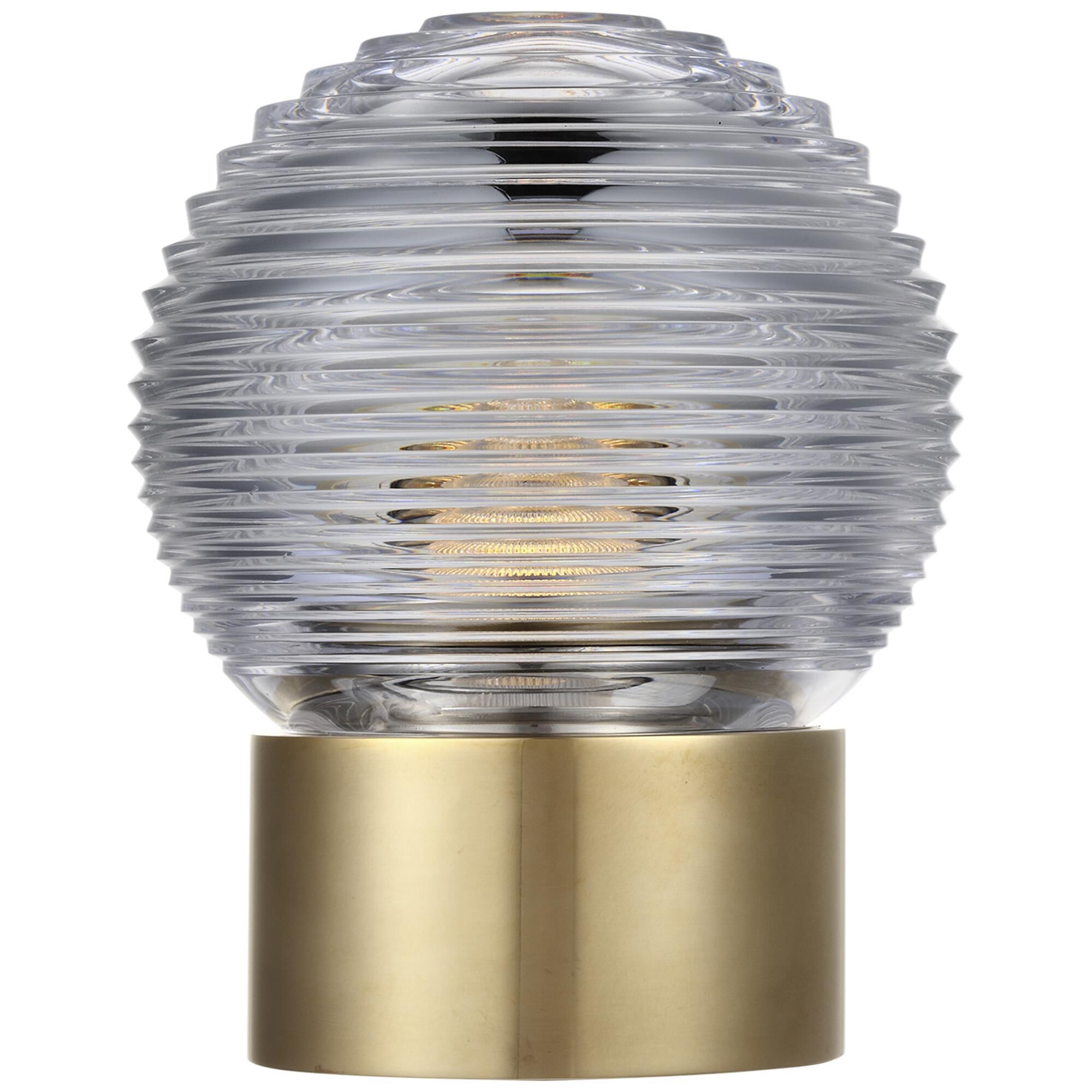 Shown in Natural Brass finish and Clear crystal