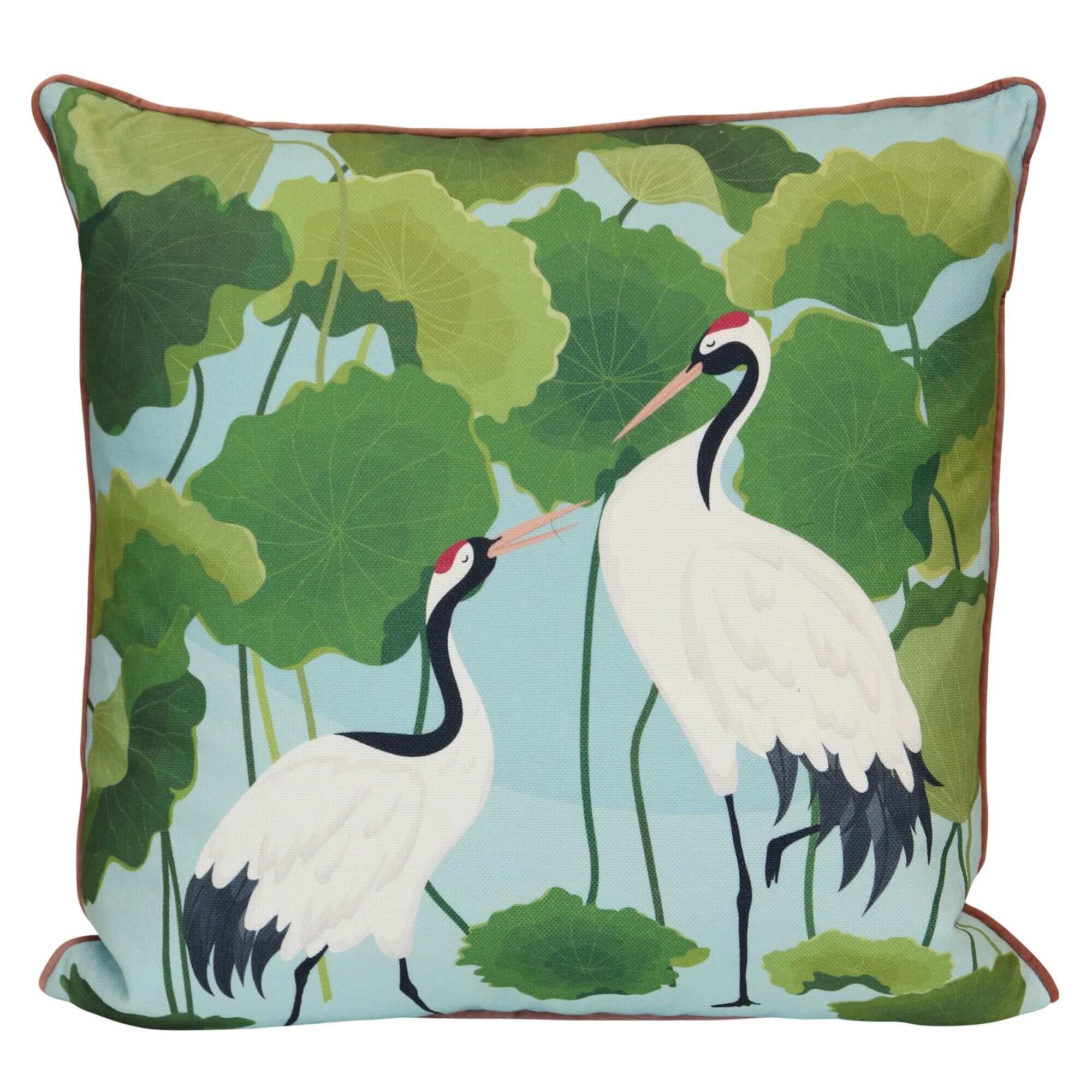 Dann Foley Emerald Crane Garden 22 Inch Decorative Pillow by Stylecraft