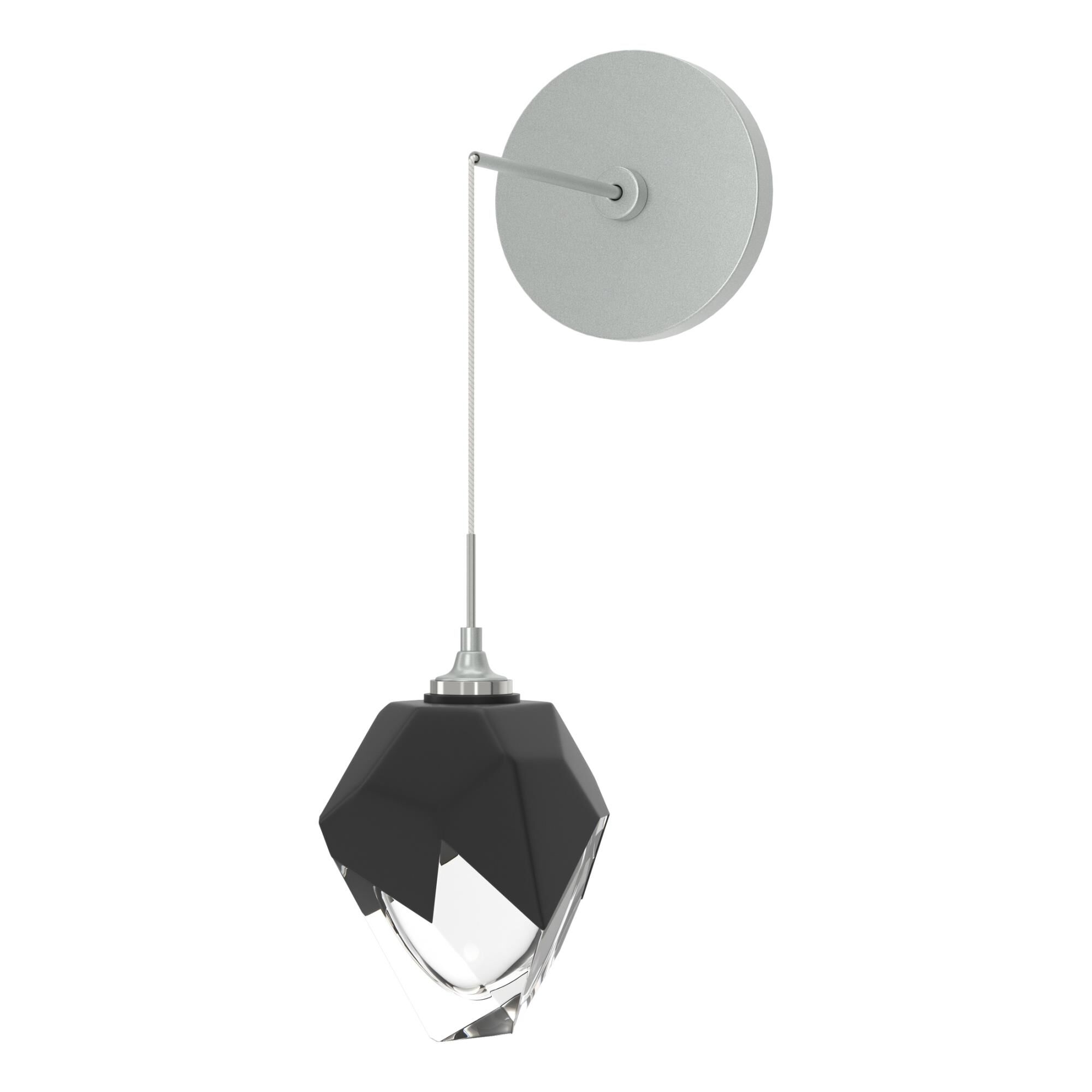 Shown in Vintage Platinum finish and Black glass and Black Glass shade