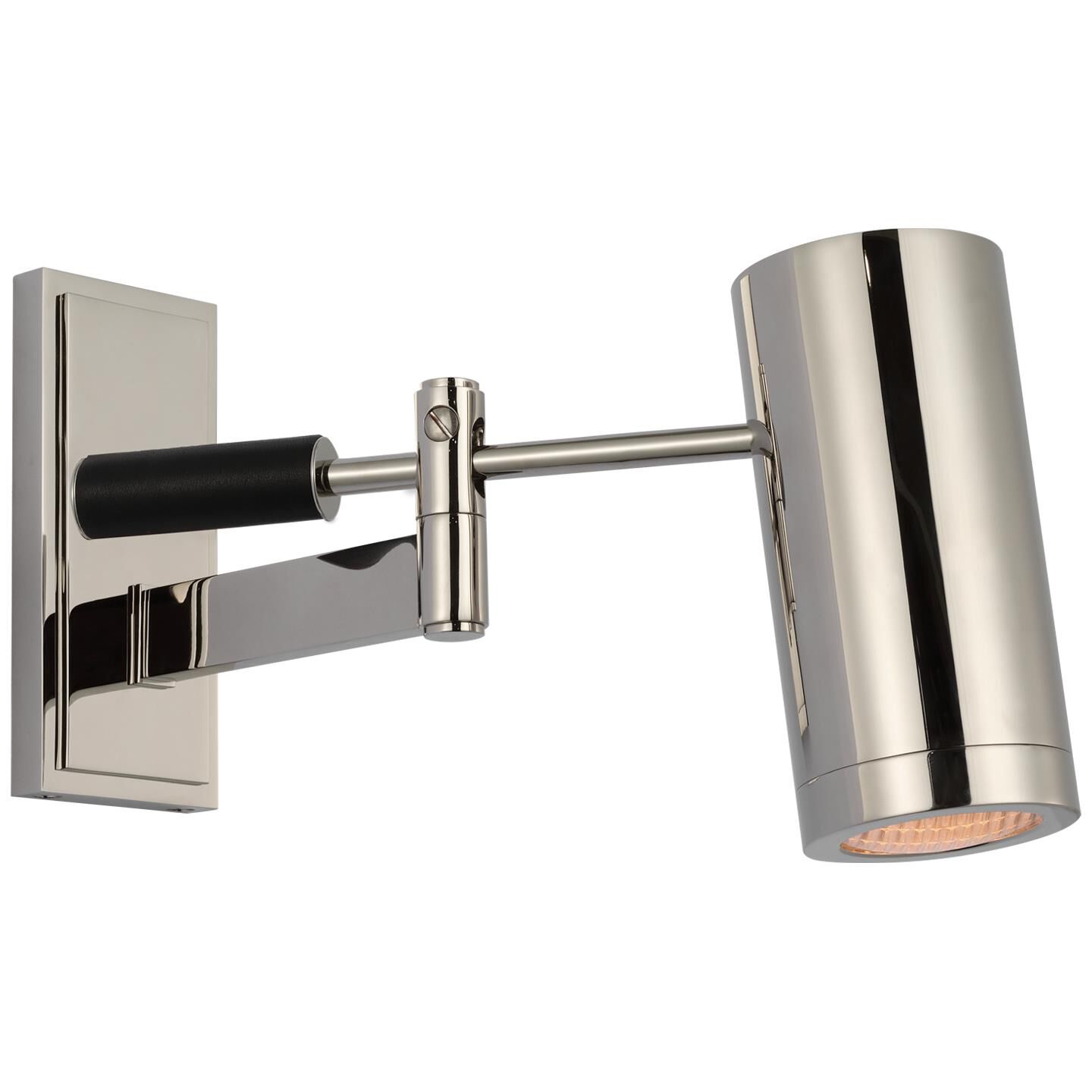 Shown in Polished Nickel and Chocolate Leather finish