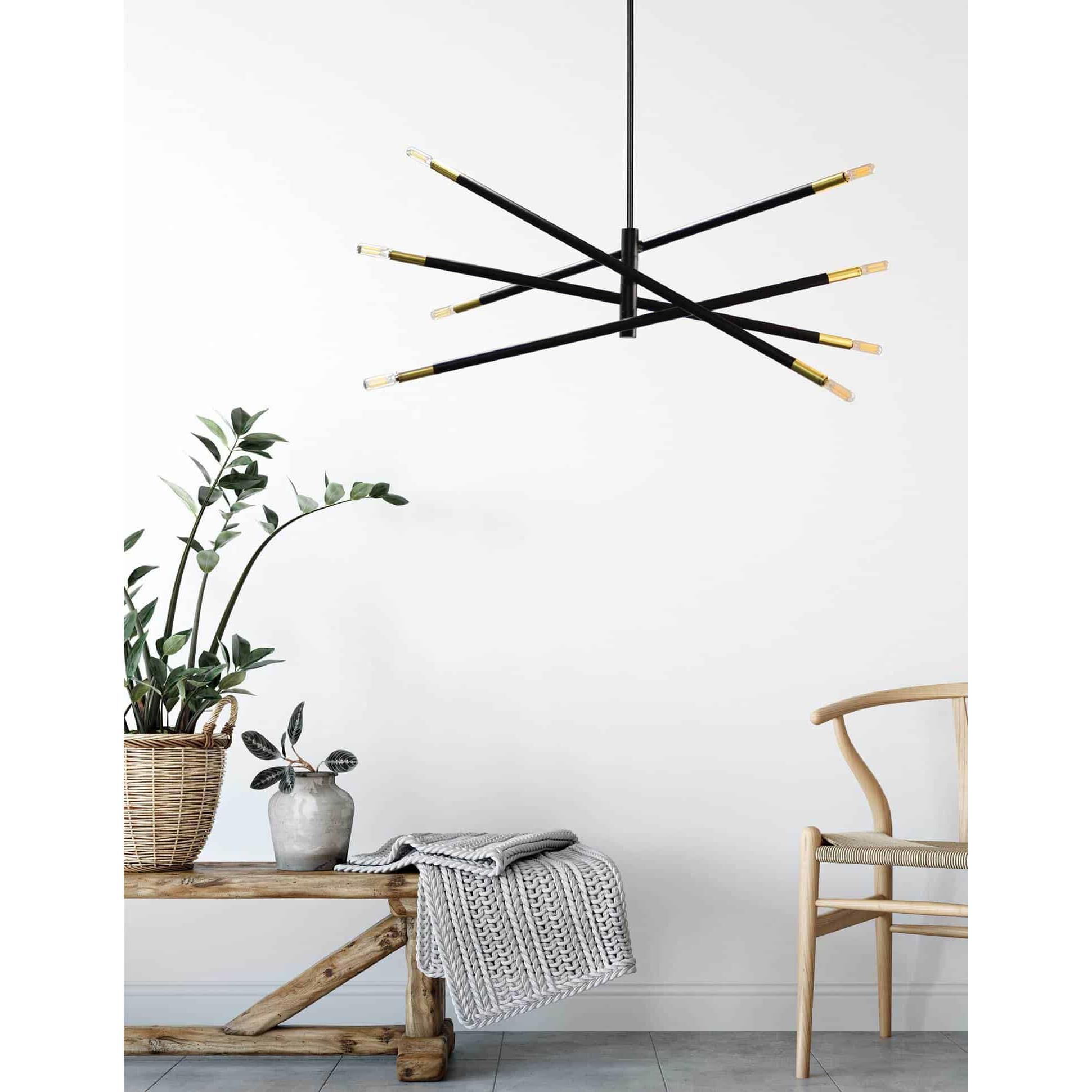 Shown in Matte Black finish and Matte Black glass and Aged Brass accent