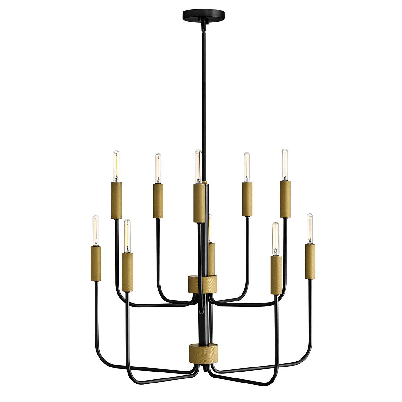 Shown in Black finish and Lacquered Brass accent