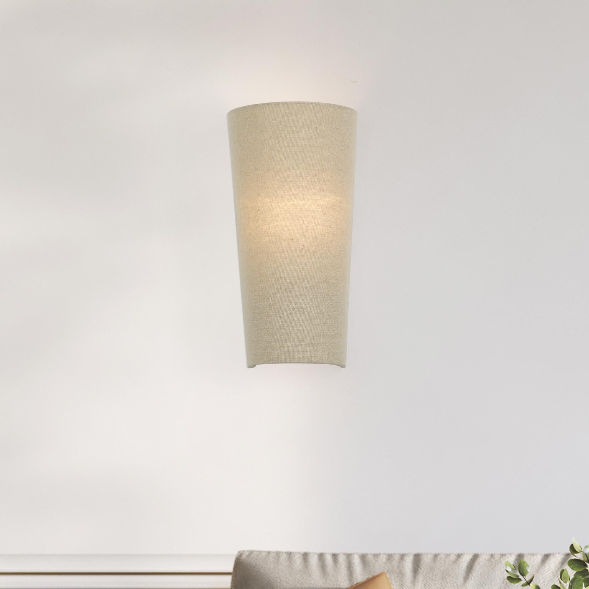 Shown in Antique Gold Leaf finish and Hand Crafted Parchment Color Hardback Fabric shade