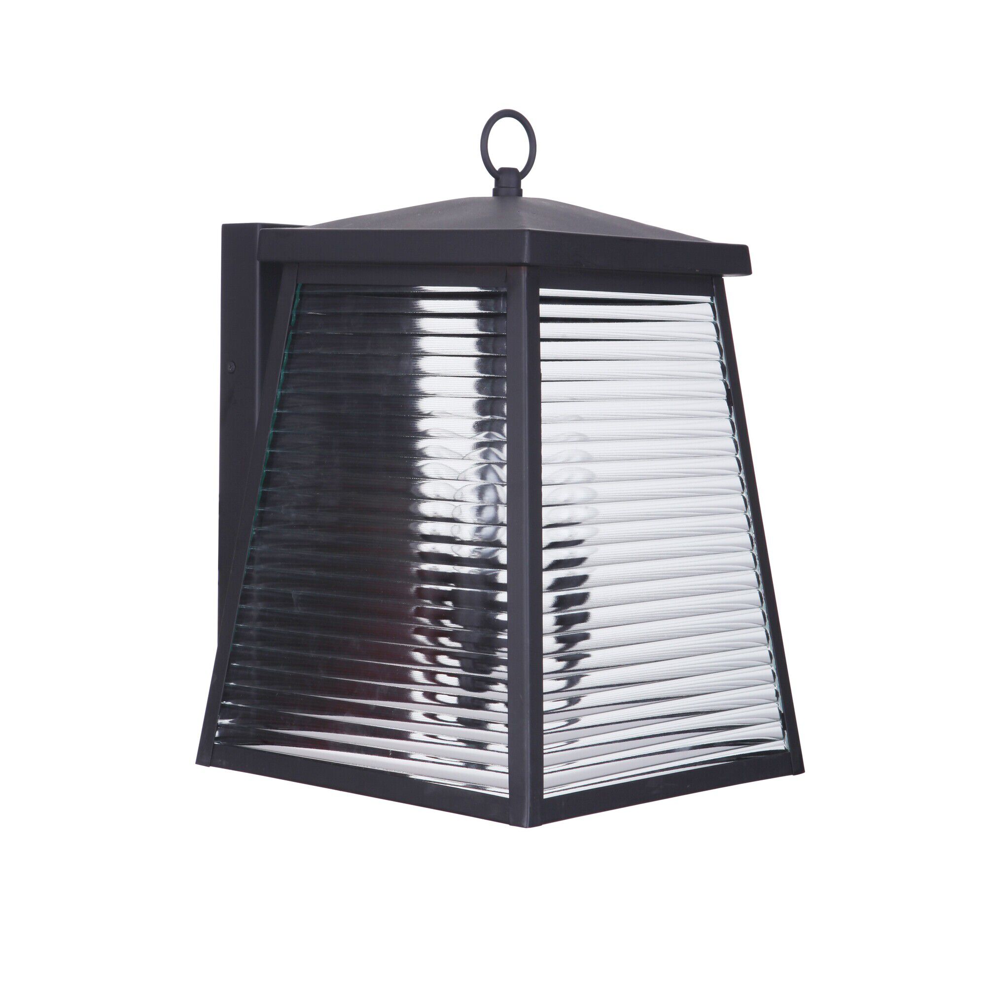 Shown in Midnight finish and Clear Shiplap glass and Glass shade