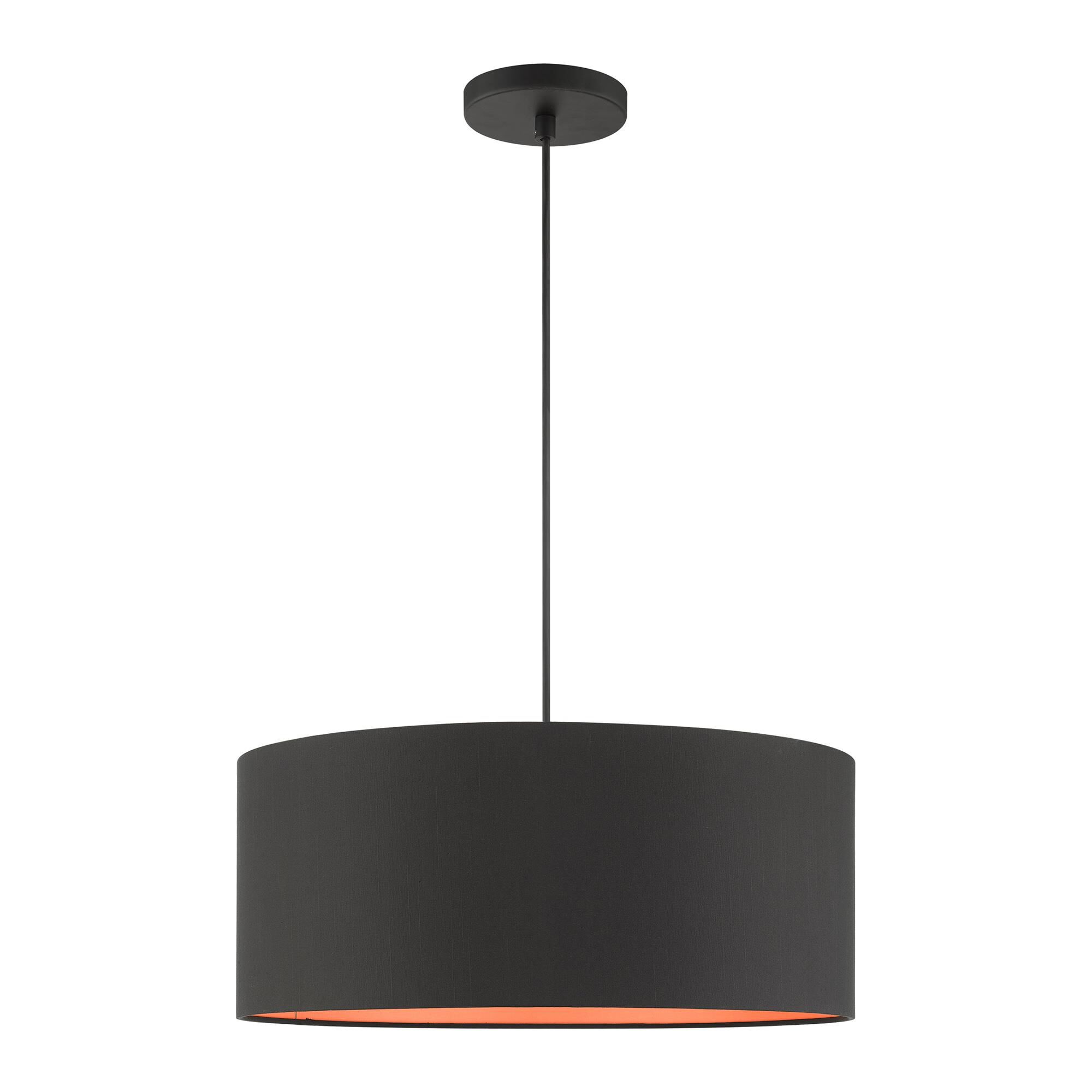 Shown in Black finish and Hand Crafted Hardback  Completely Finished With Black Color Fabric Outside and Orange Color Fabri shade