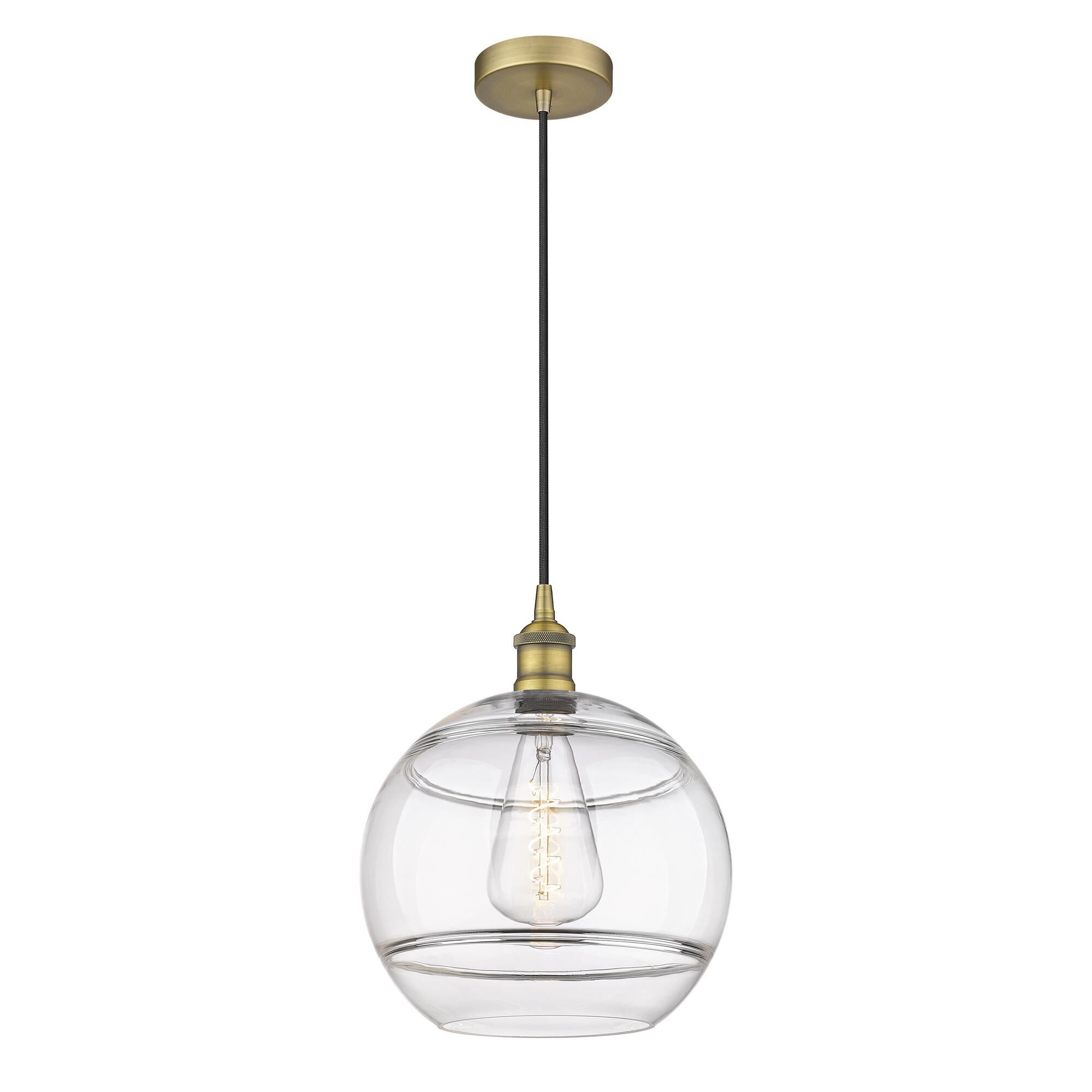 Shown in Brushed Brass finish and Clear glass