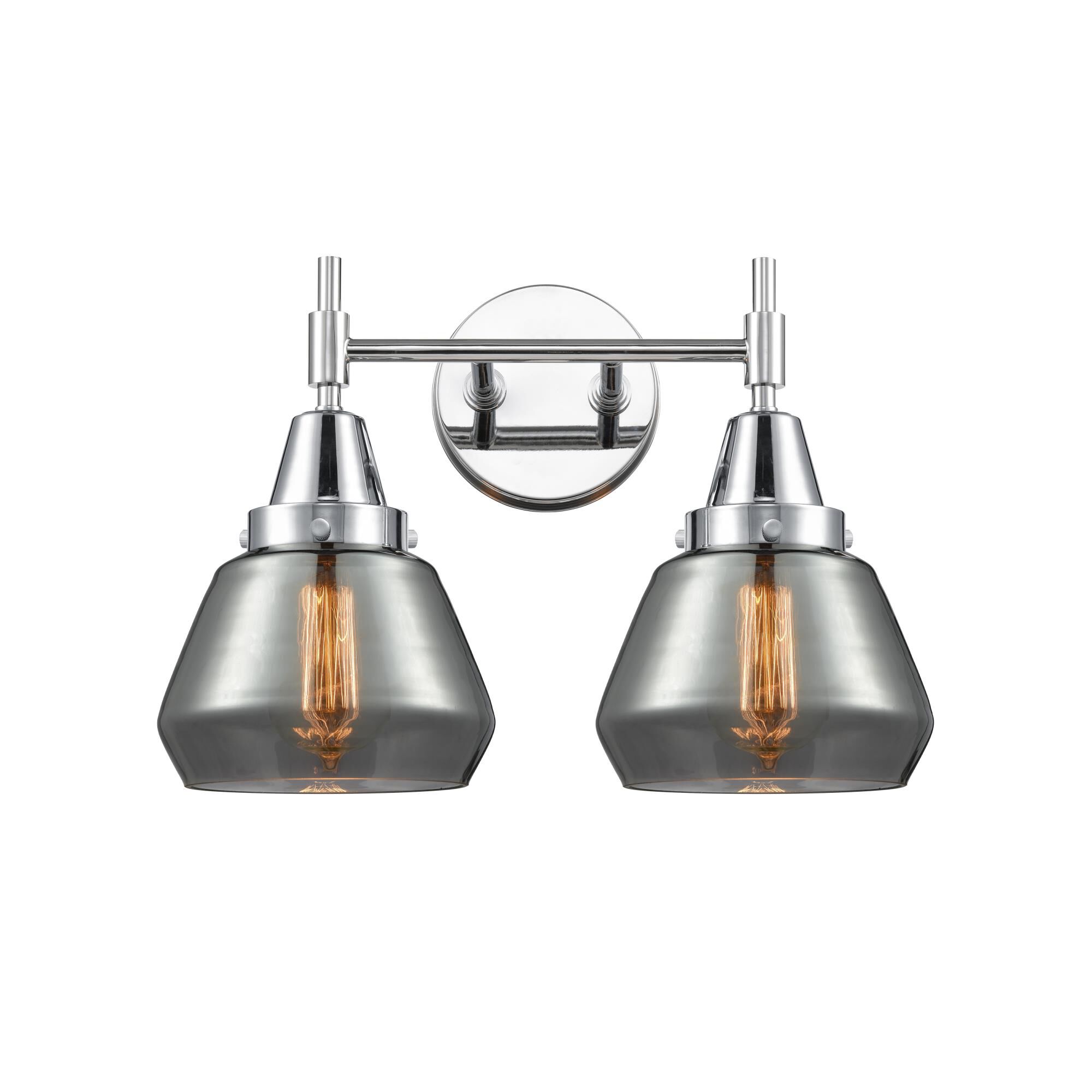 Shown in Polished Chrome finish and Plated Smoke Large Cone glass