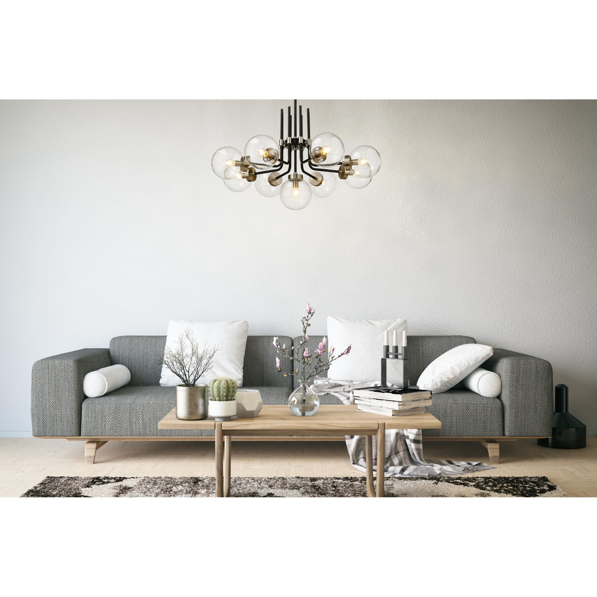 Shown in Matte Black + Brushed Nickel finish and Glass shade