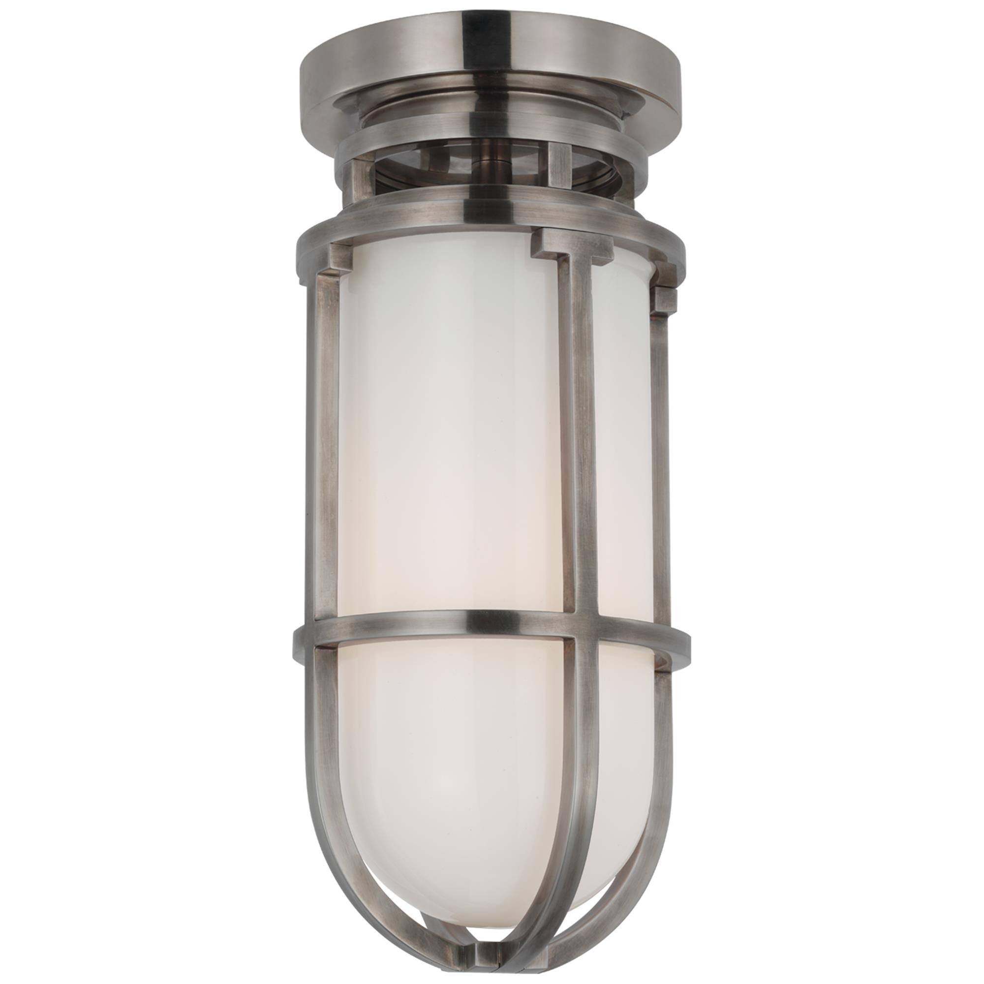 Shown in Antique Nickel finish and White glass