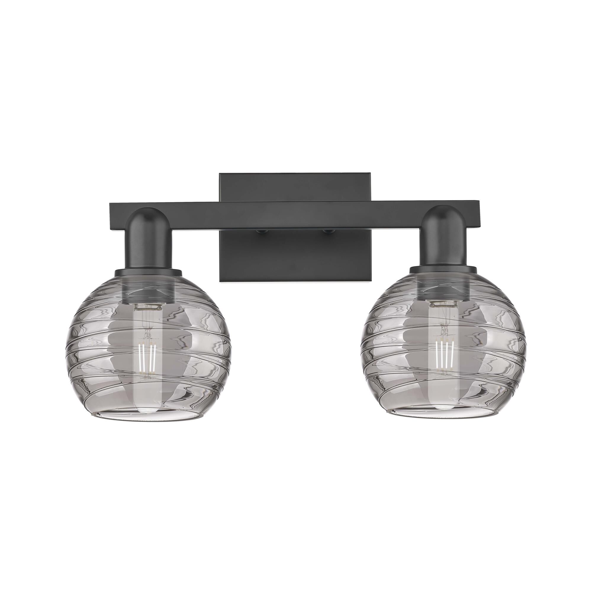 Shown in Matte Black finish and Light Smoke Deco Swirl glass