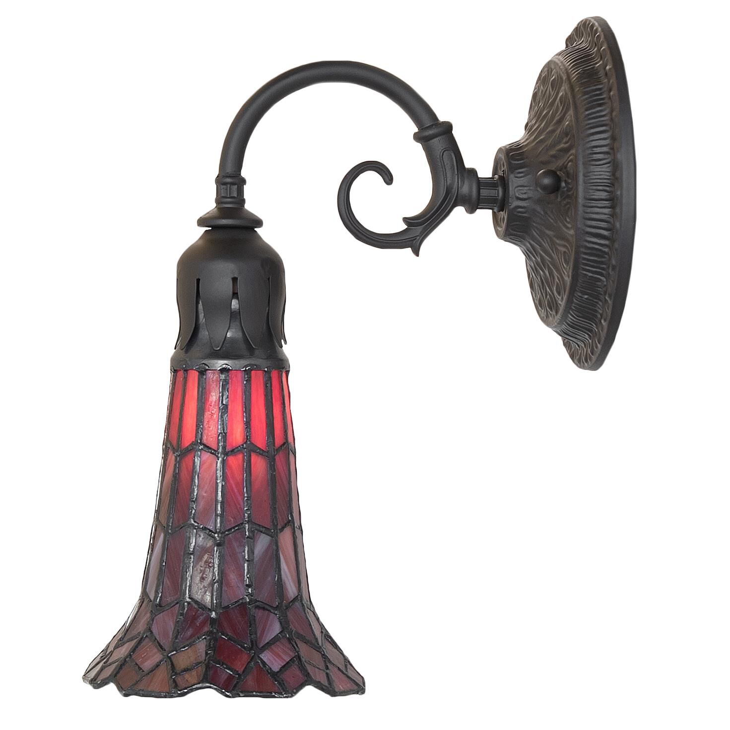 Shown in Oil Rubbed Bronze finish and Ruby glass