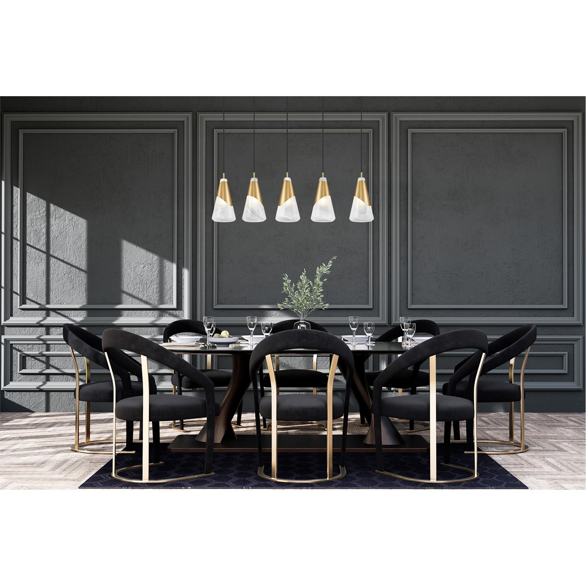 Shown in Modern Gold finish and White Swirl glass and White Swirl shade