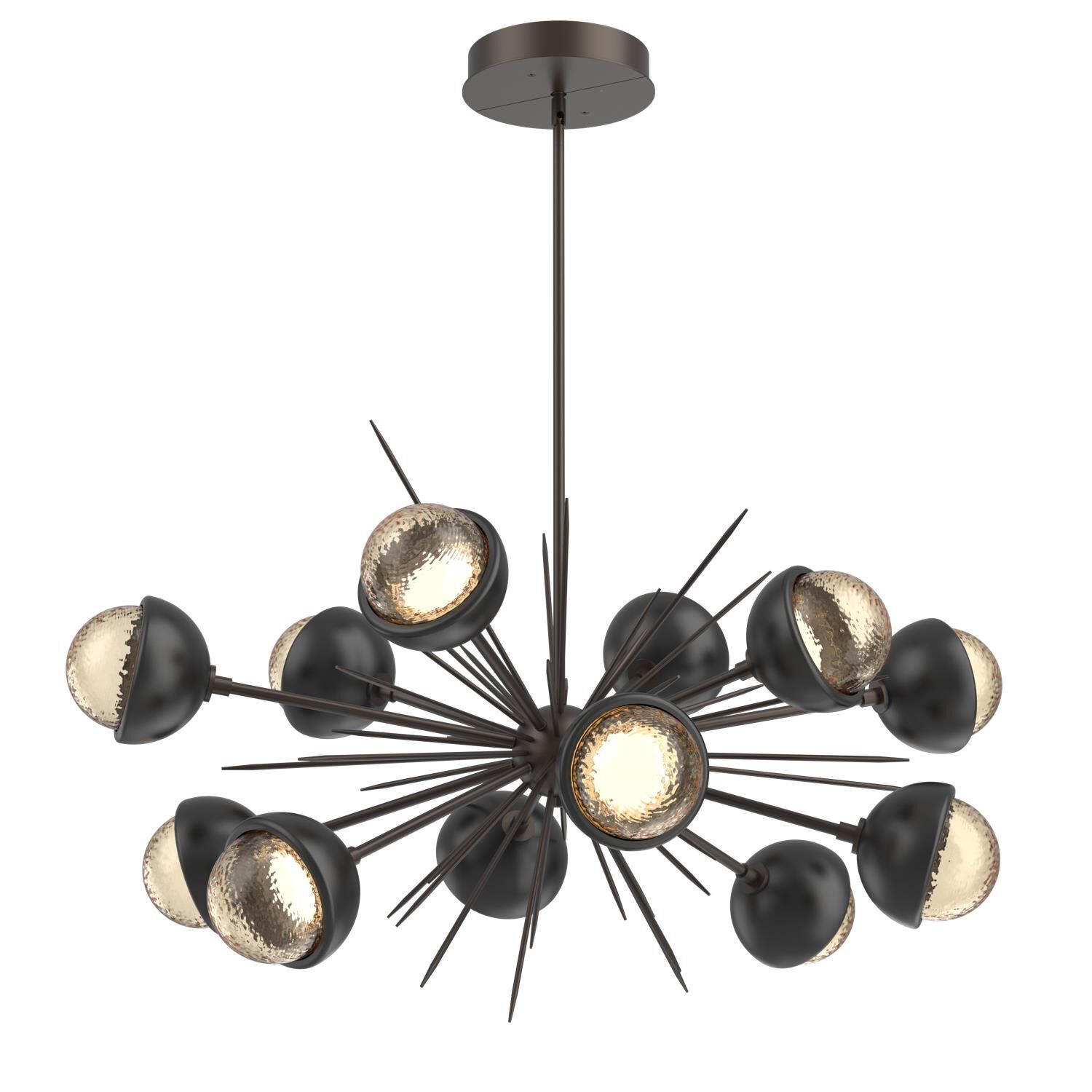 Shown in Flat Bronze finish and Amber glass and Matte Black accent