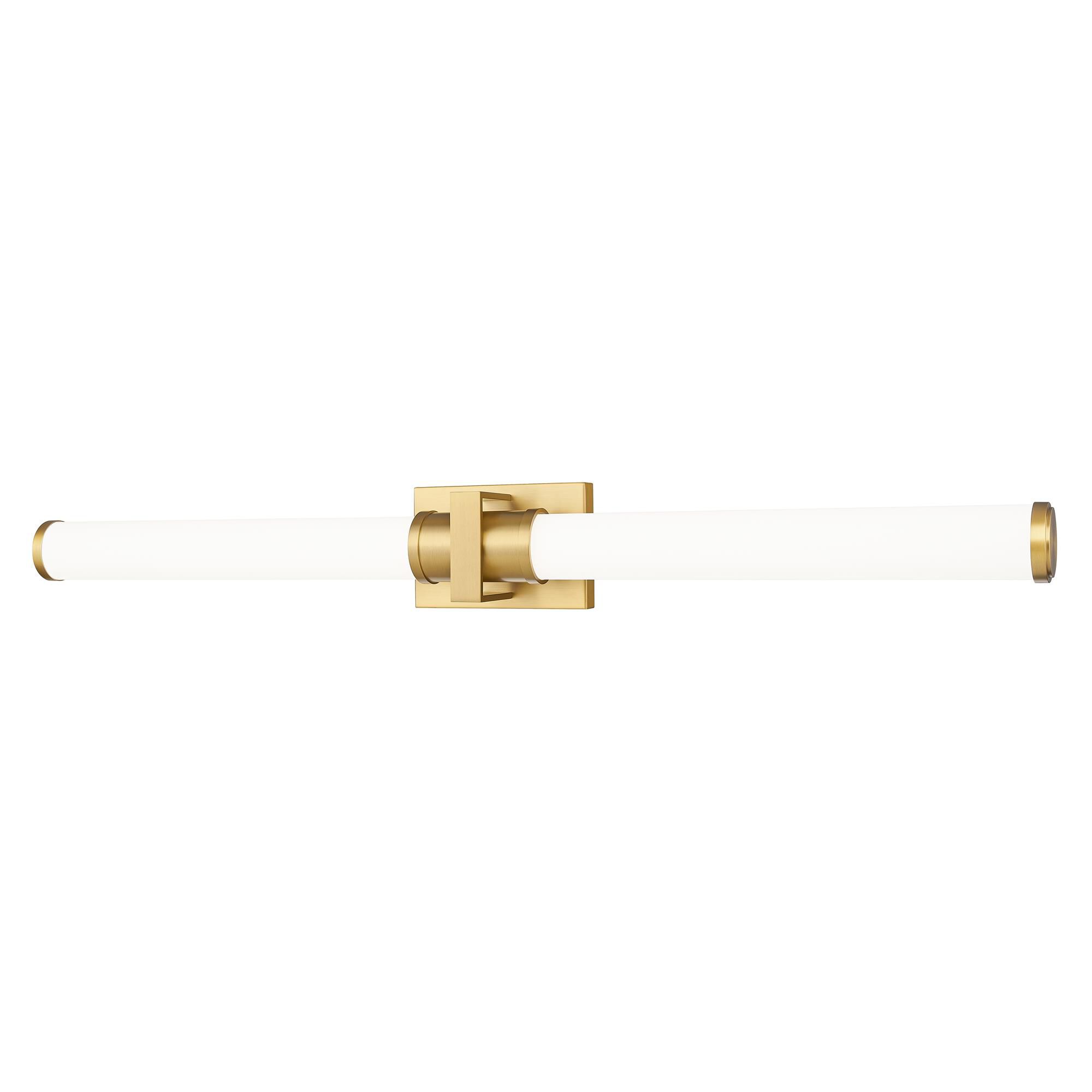 Shown in Modern Gold finish and Opal White glass and Opal White shade