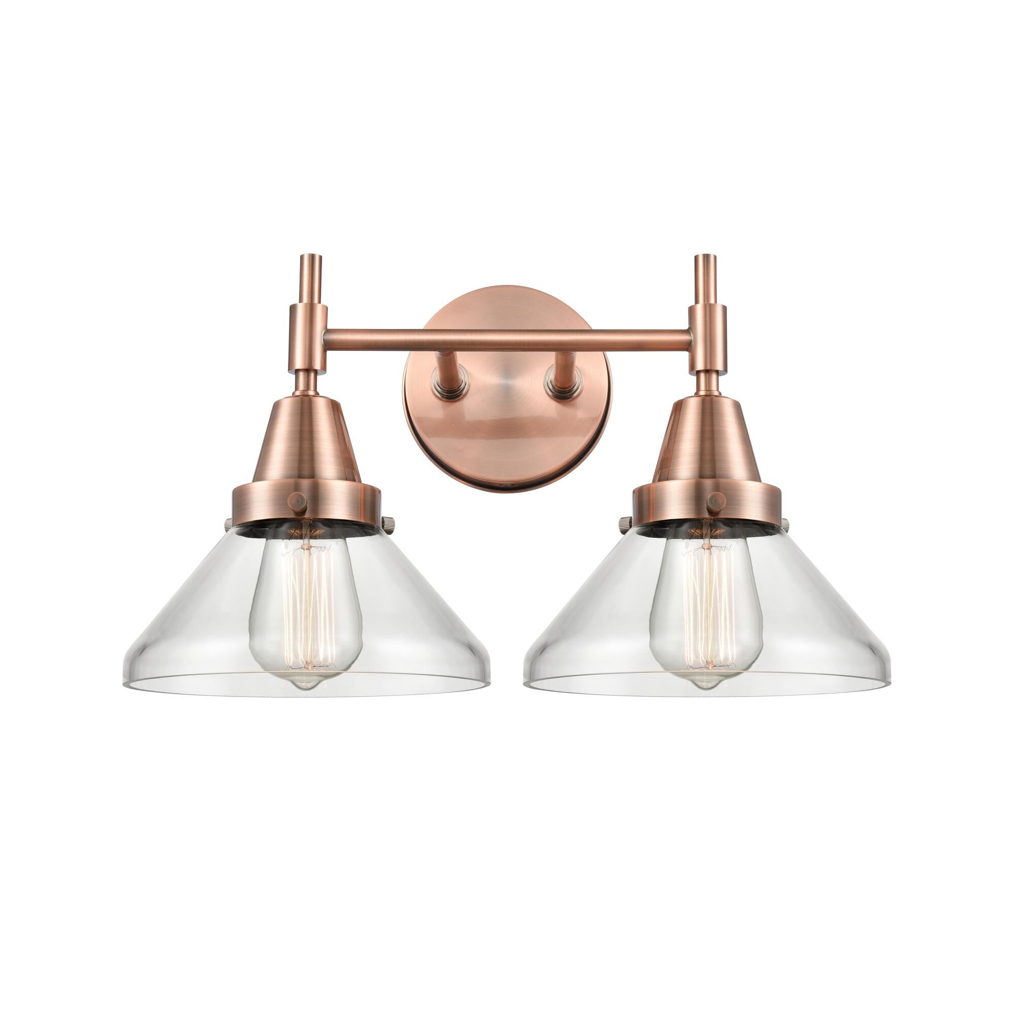 Shown in Antique Copper finish and Clear Caden glass