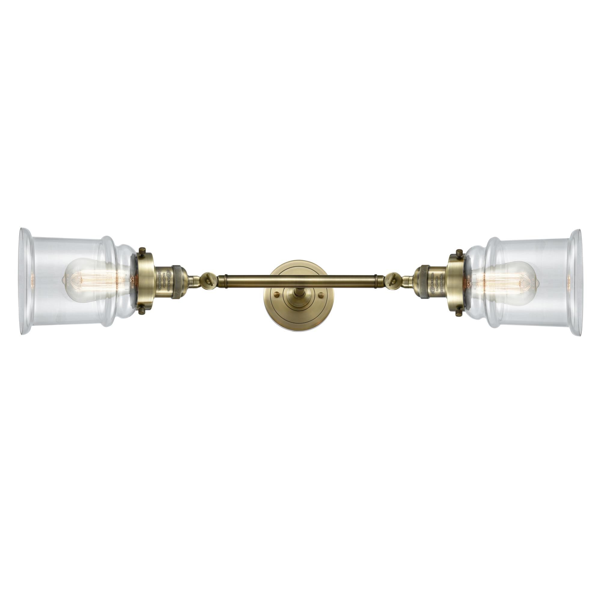 Shown in Antique Brass finish and Clear glass