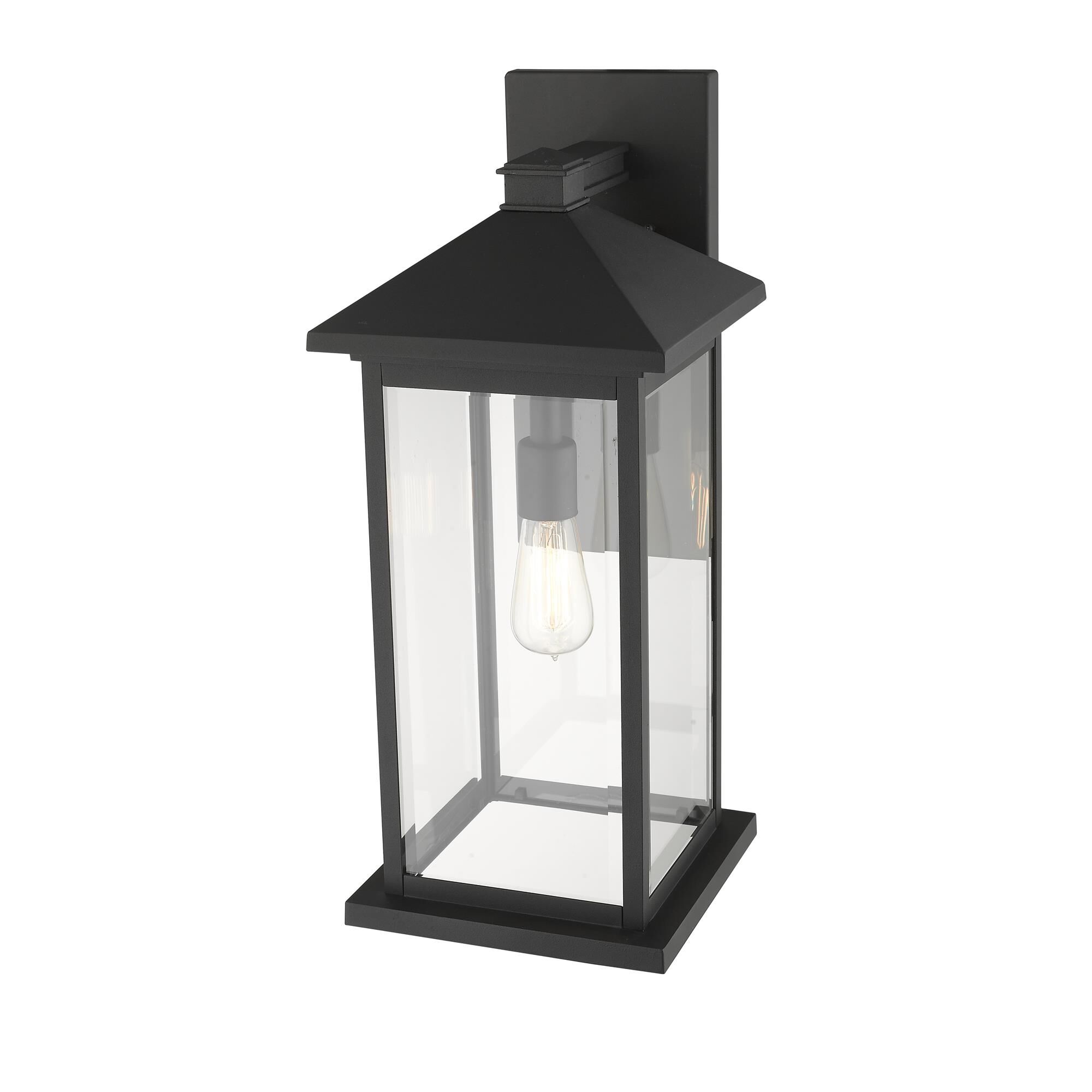 Shown in Black finish and Glass shade