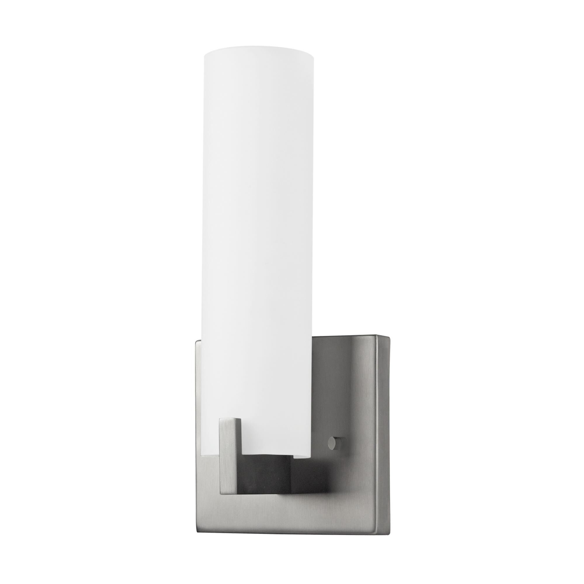 Shown in Brushed Nickel finish and White Opal glass