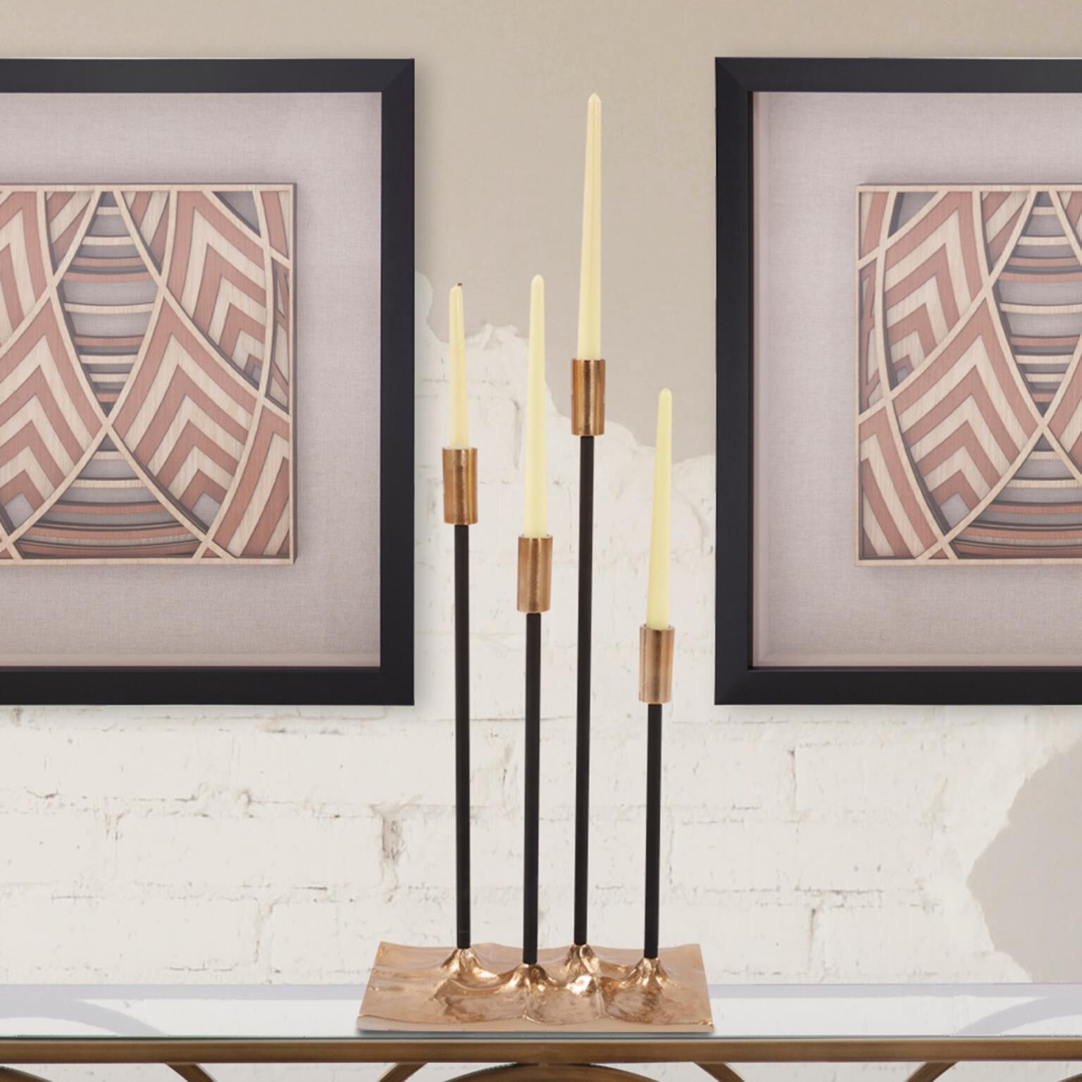 Modern Gold Aluminum Candelabra Candle Holder by Howard Elliott Collection