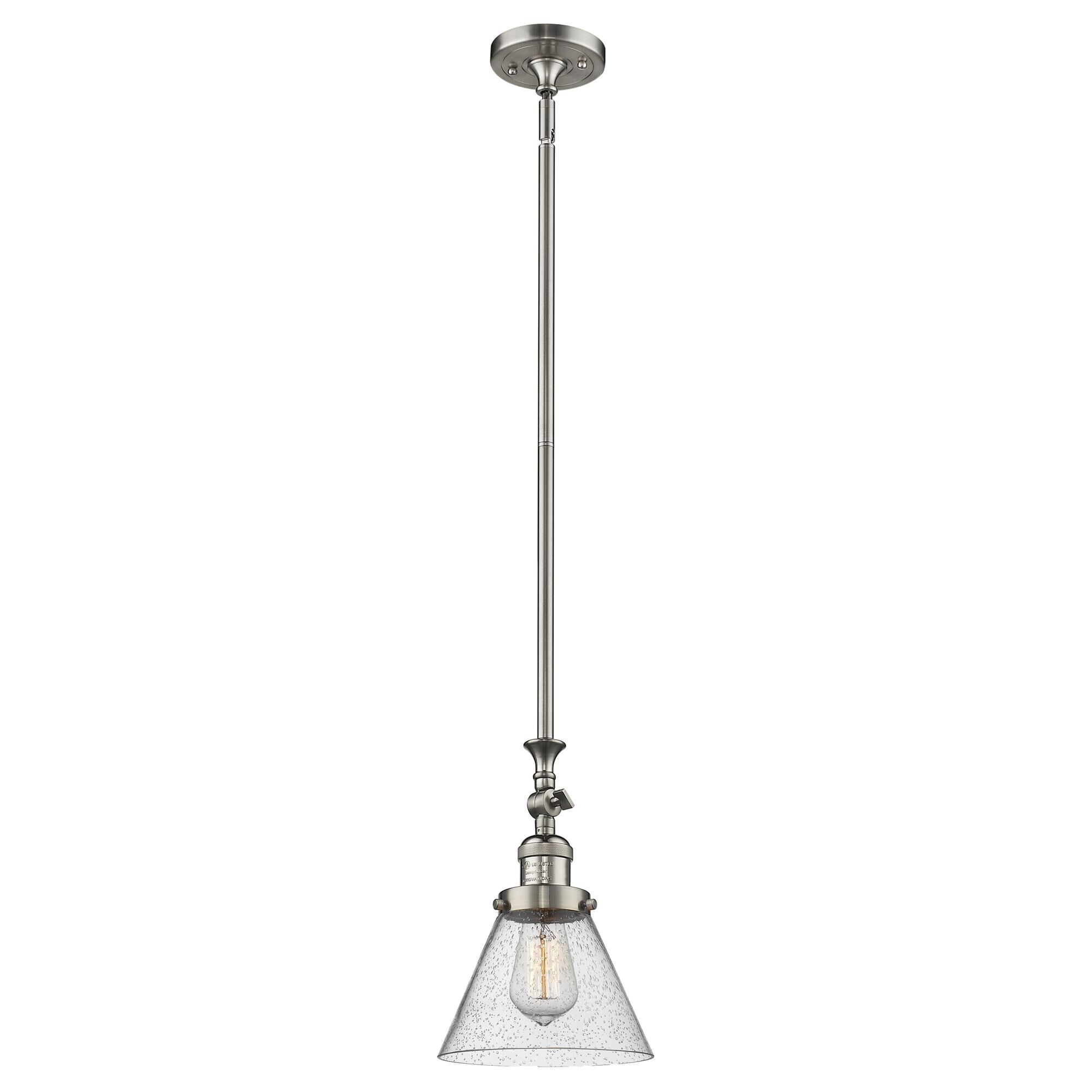 Shown in Brushed Satin Nickel finish and Seedy glass