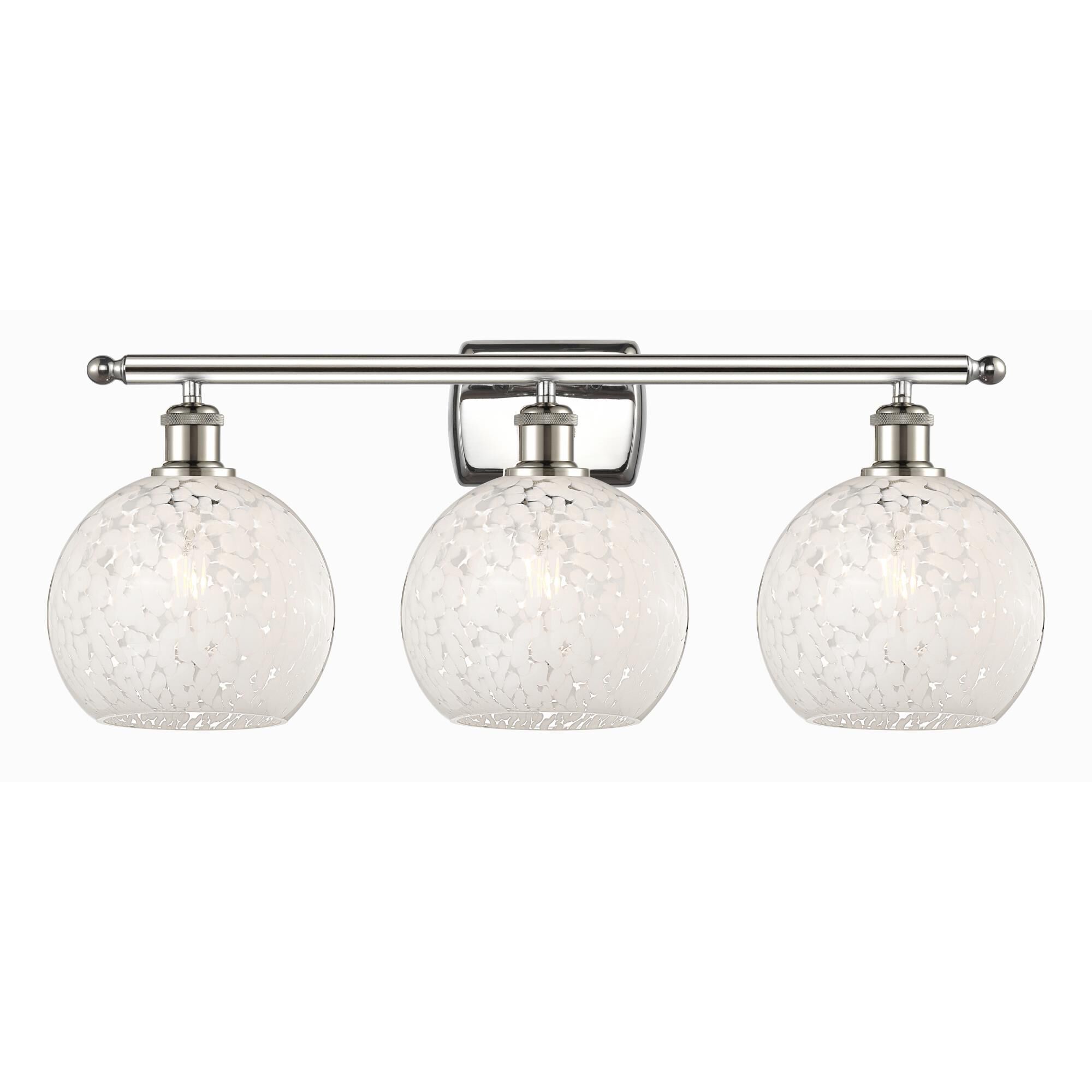 Shown in Polished Nickel finish and White Mouchette glass