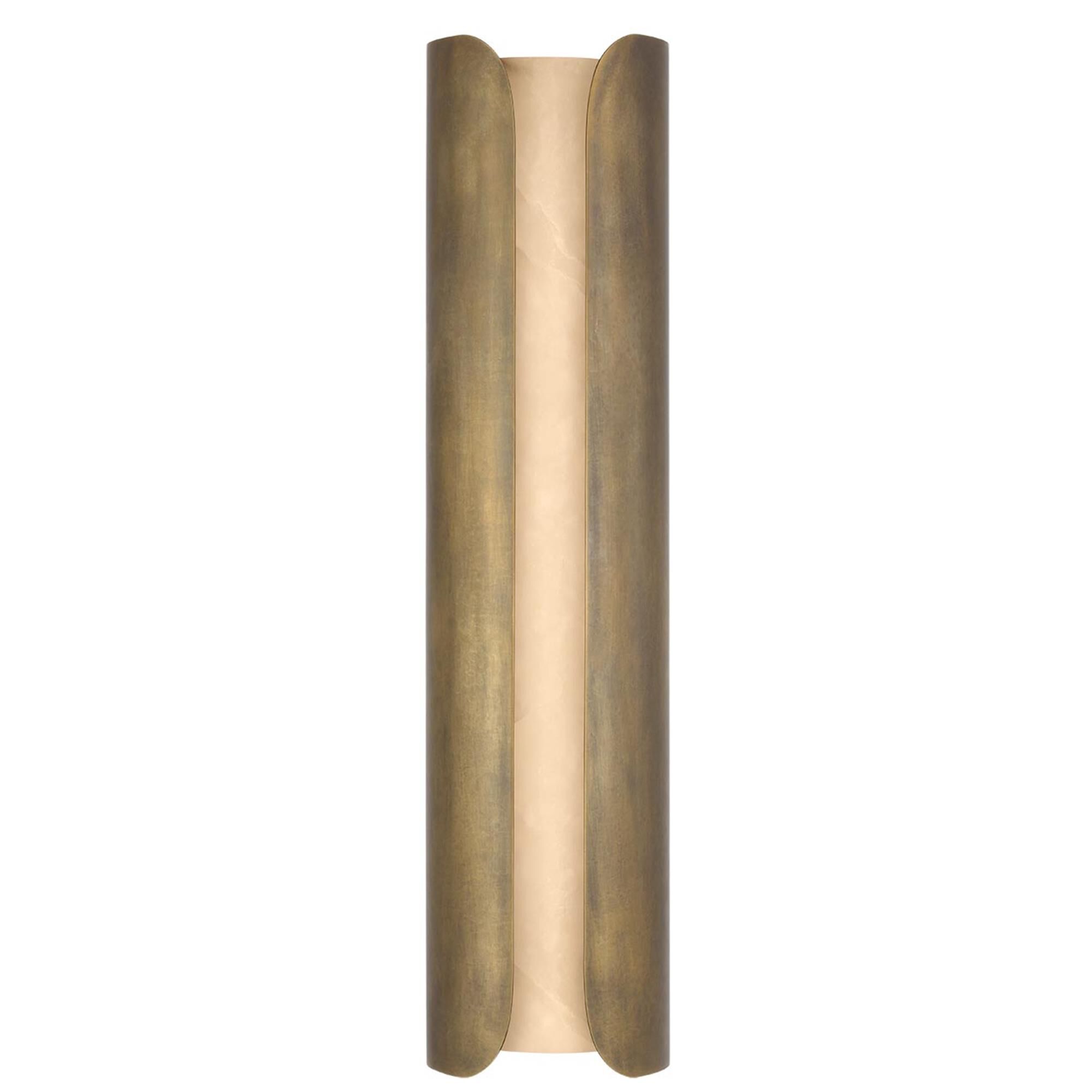 Shown in Mottled Brass finish and Alabaster shade