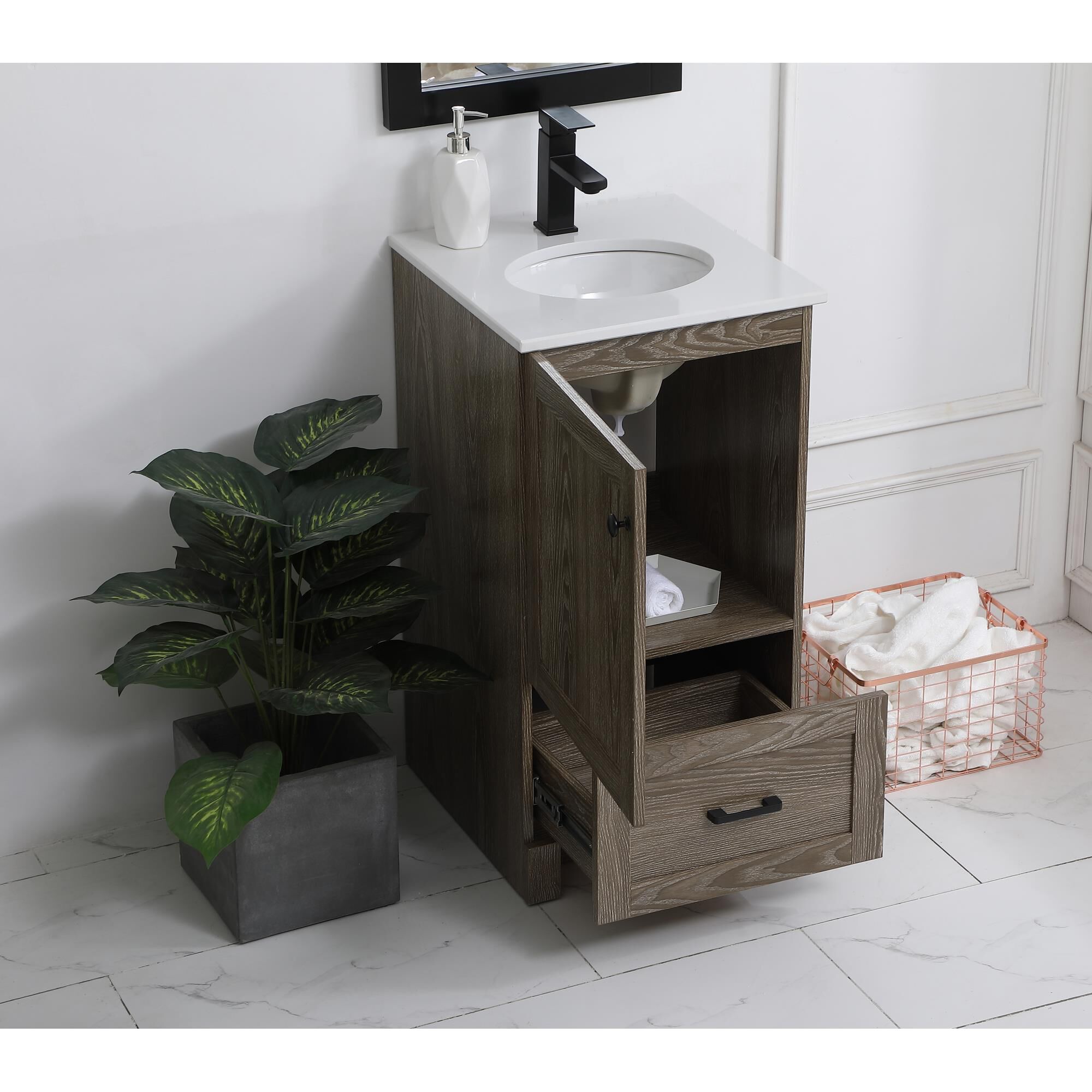 Shown in Weathered Oak And Black With Ivory finish