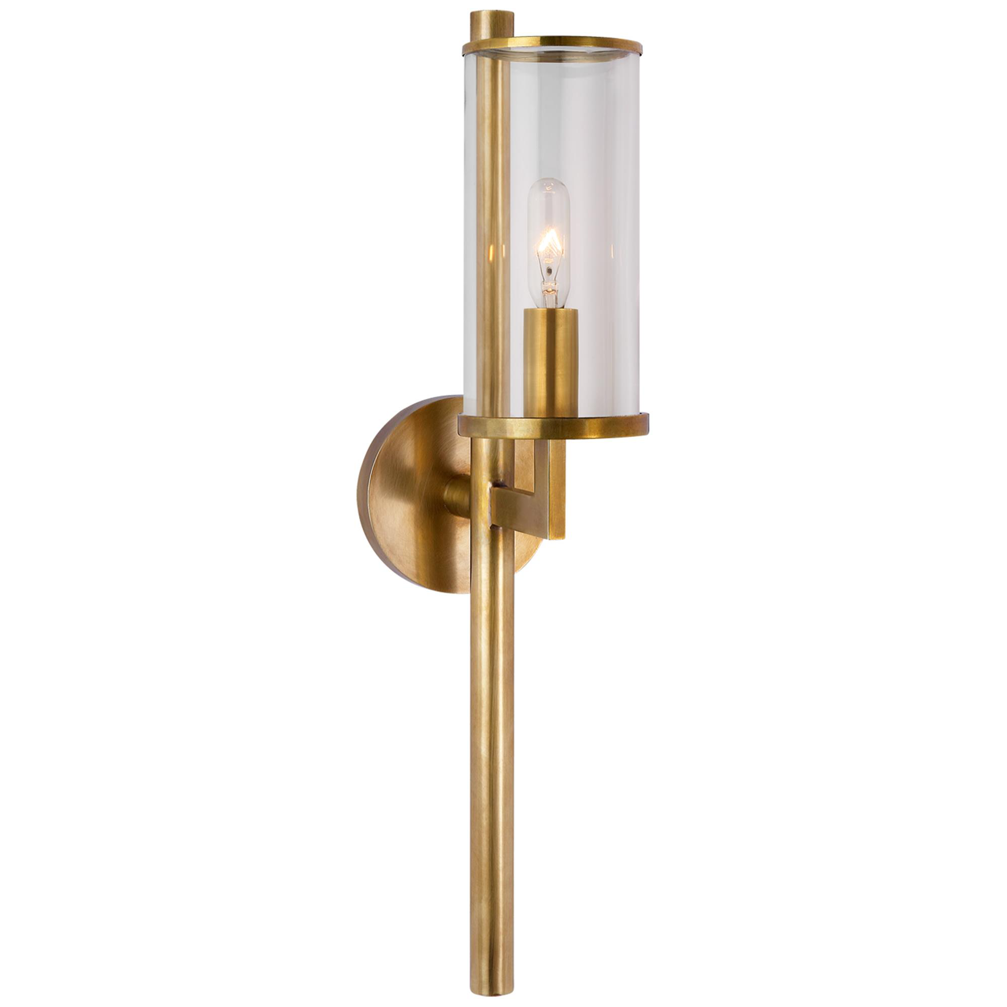 Shown in Antique-Burnished Brass finish and Clear glass