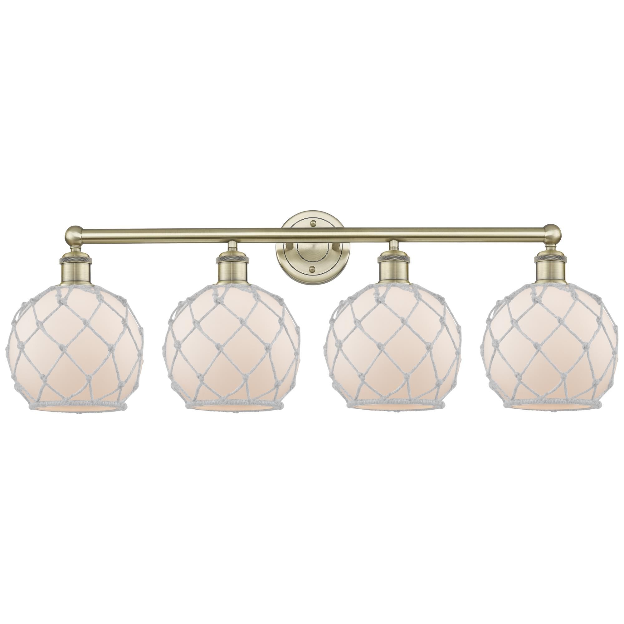 Shown in Antique Brass finish and White with White Rope glass