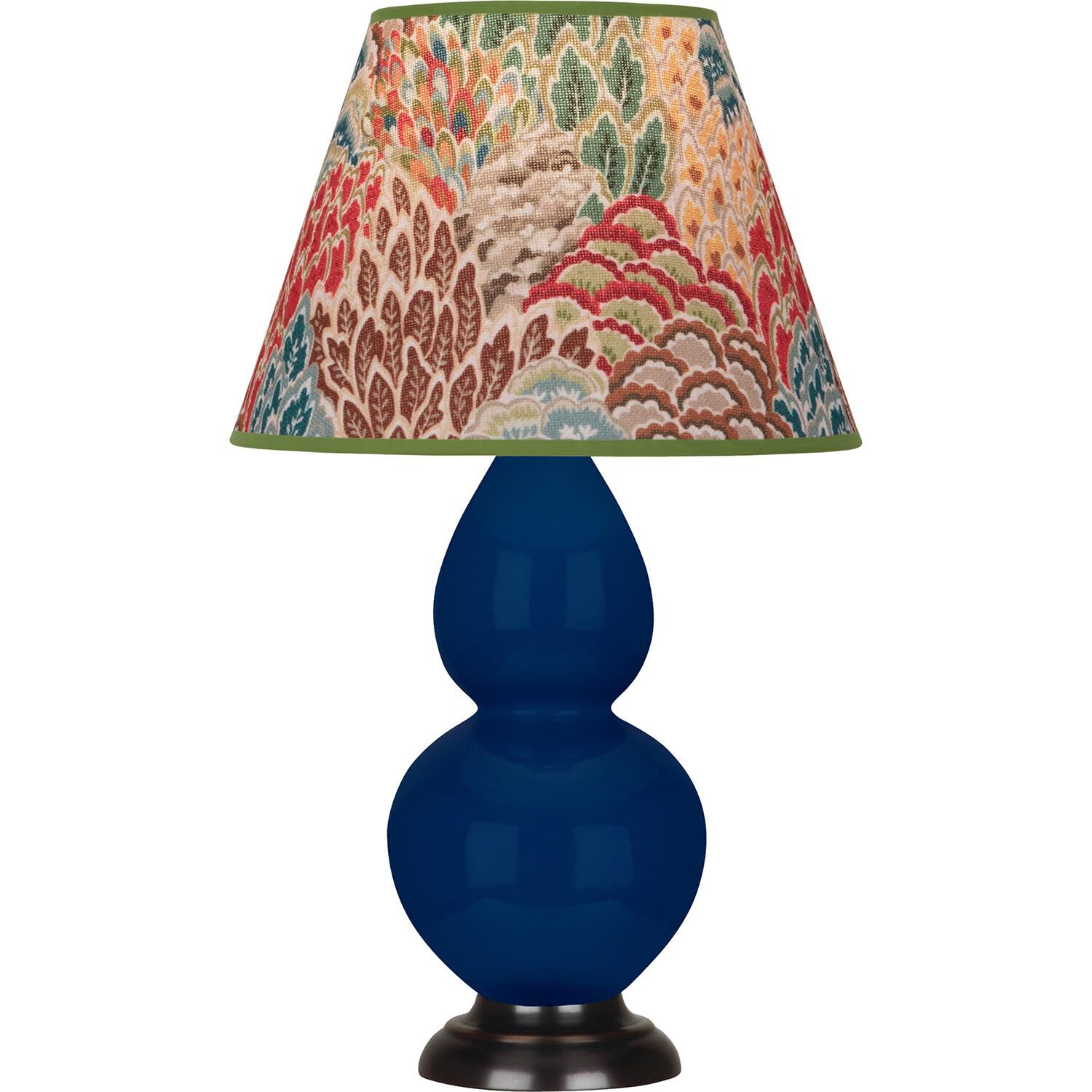 Shown in Cobalt finish and Fall Floral shade and Deep Patina Bronze accent
