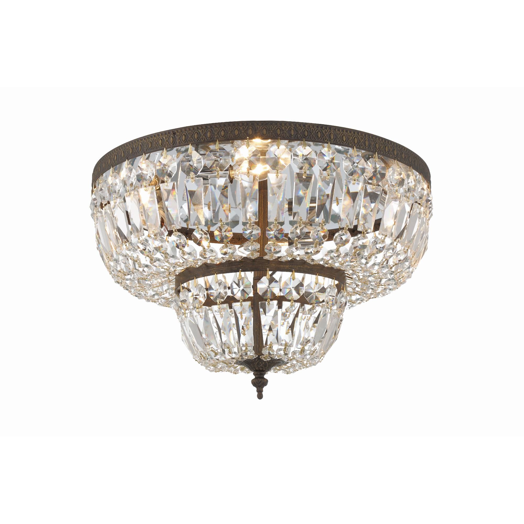 Shown in English Bronze finish and Clear Hand Cut crystal