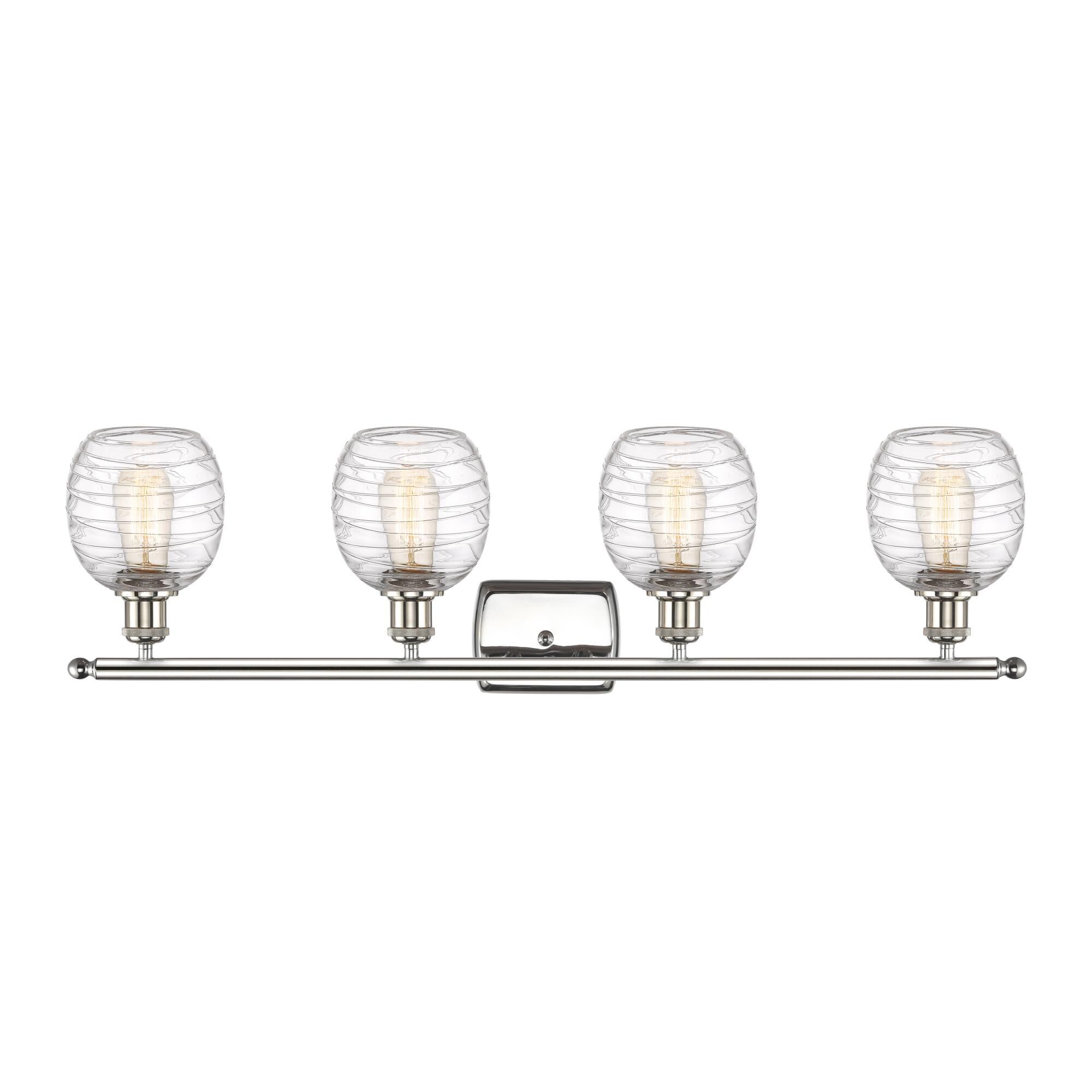 Shown in Polished Nickel finish and Deco Swirl glass