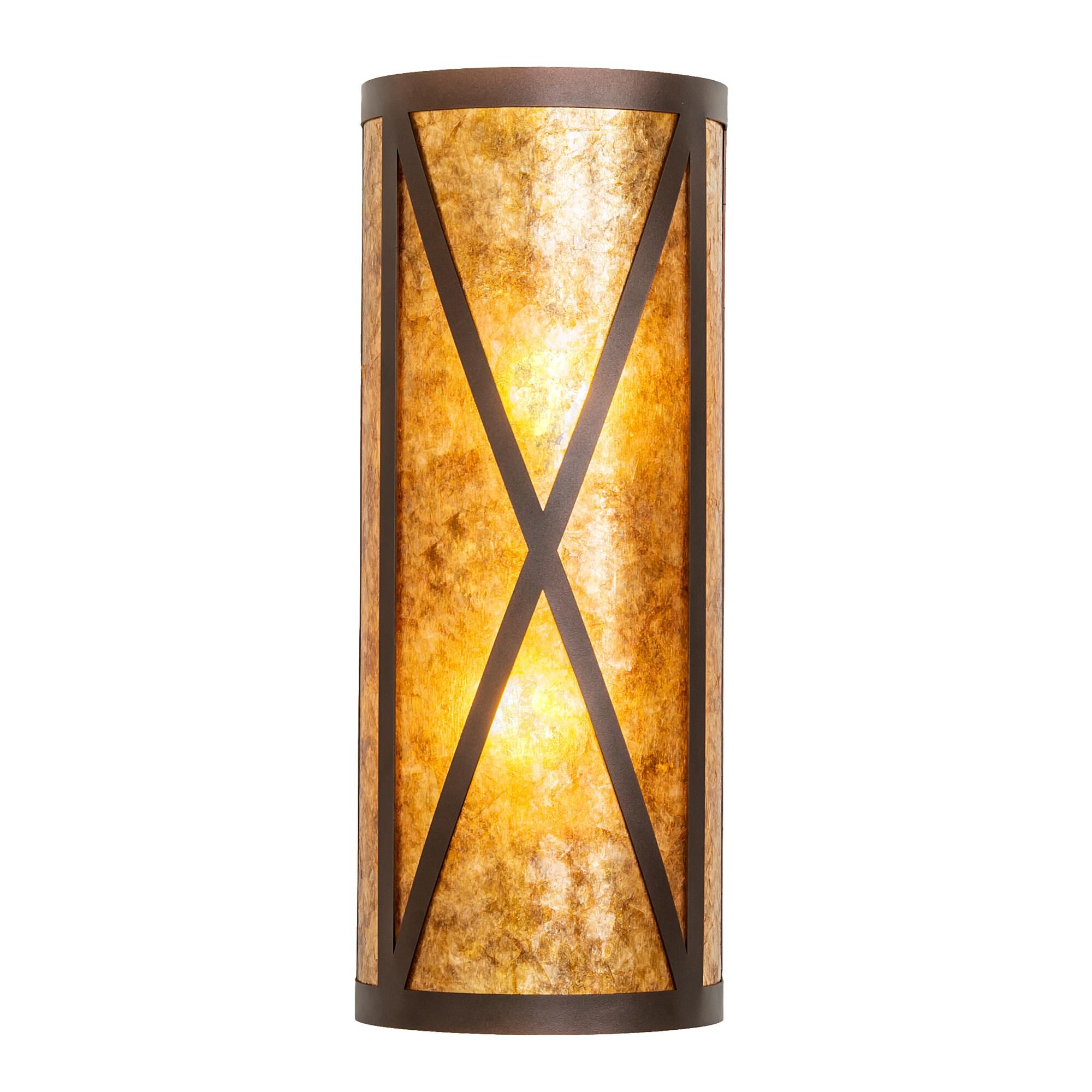 Shown in Mahogany Bronze finish and Amber Mica glass