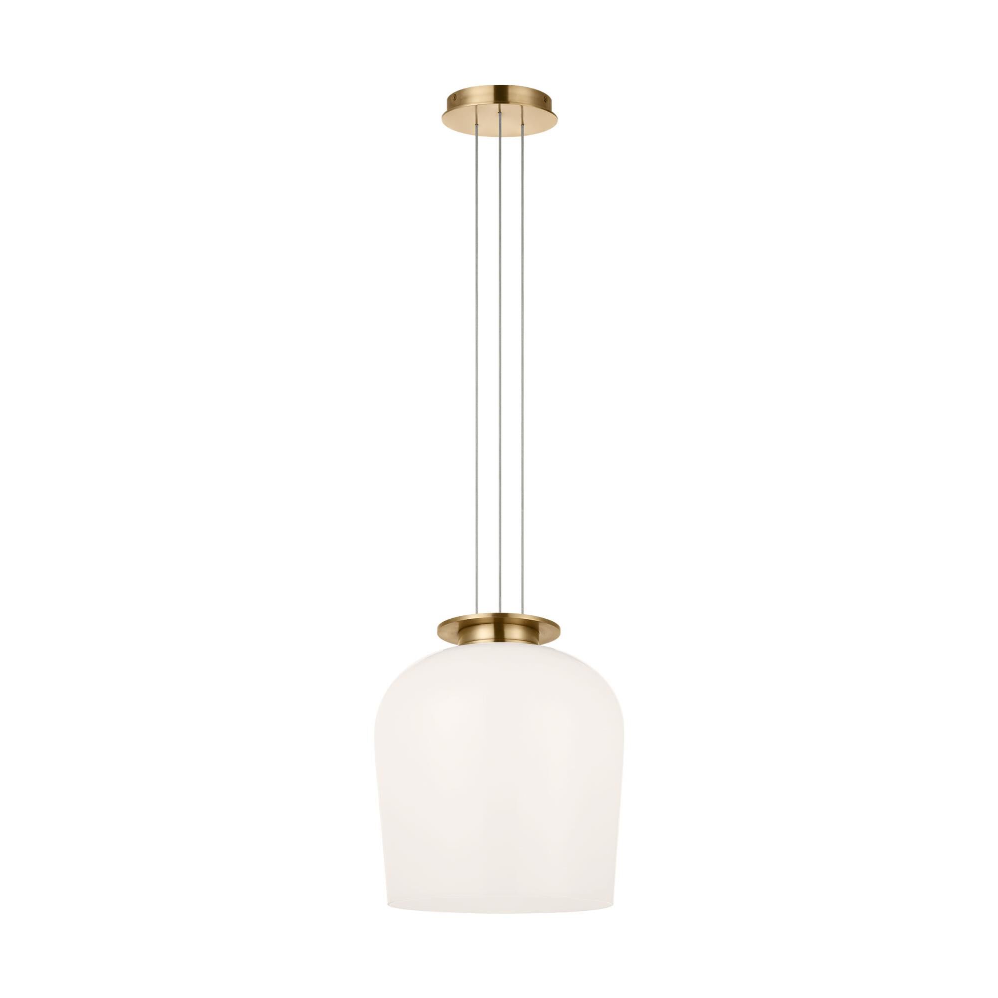 Shown in Hand Rubbed Antique Brass finish and Milk glass