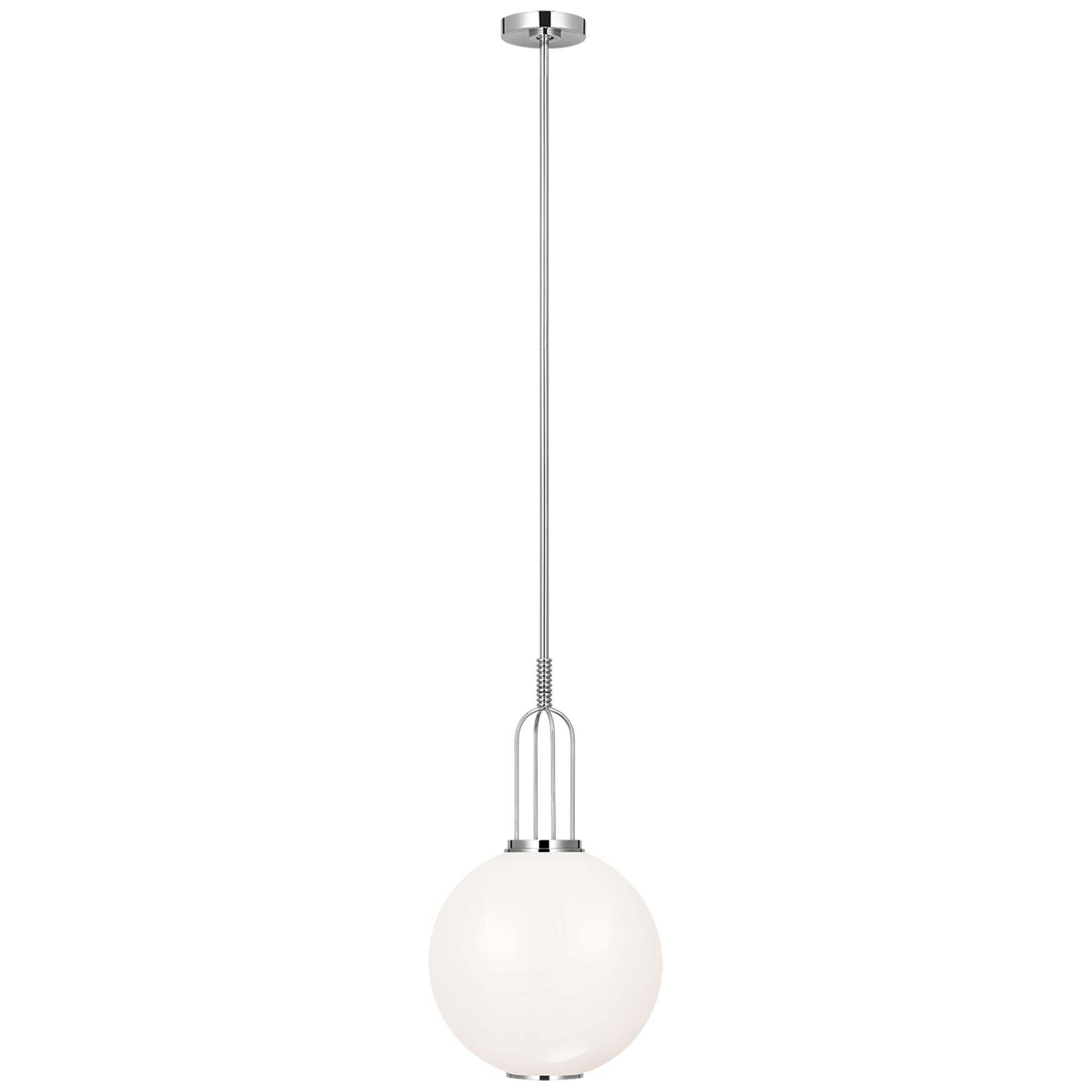 Shown in Polished Nickel finish and White glass