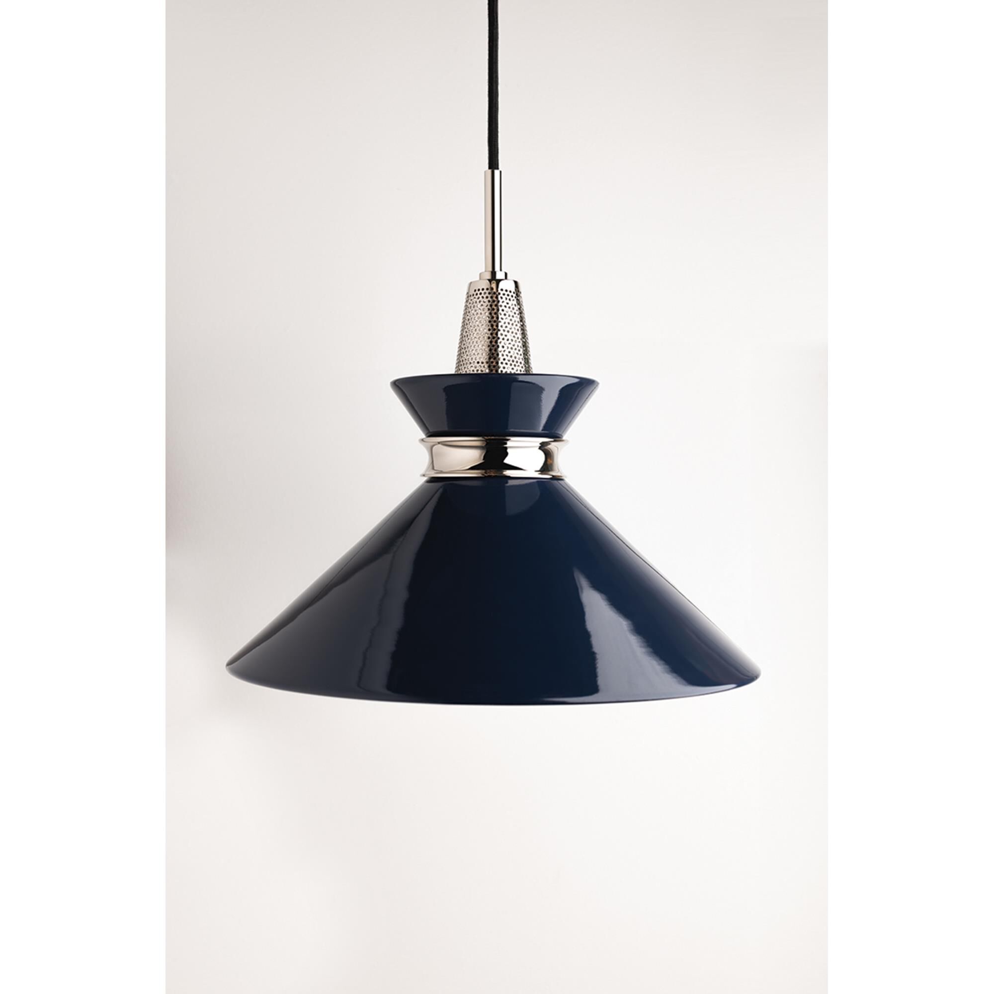 Shown in Polished Nickel-Navy finish and Navy Metal shade