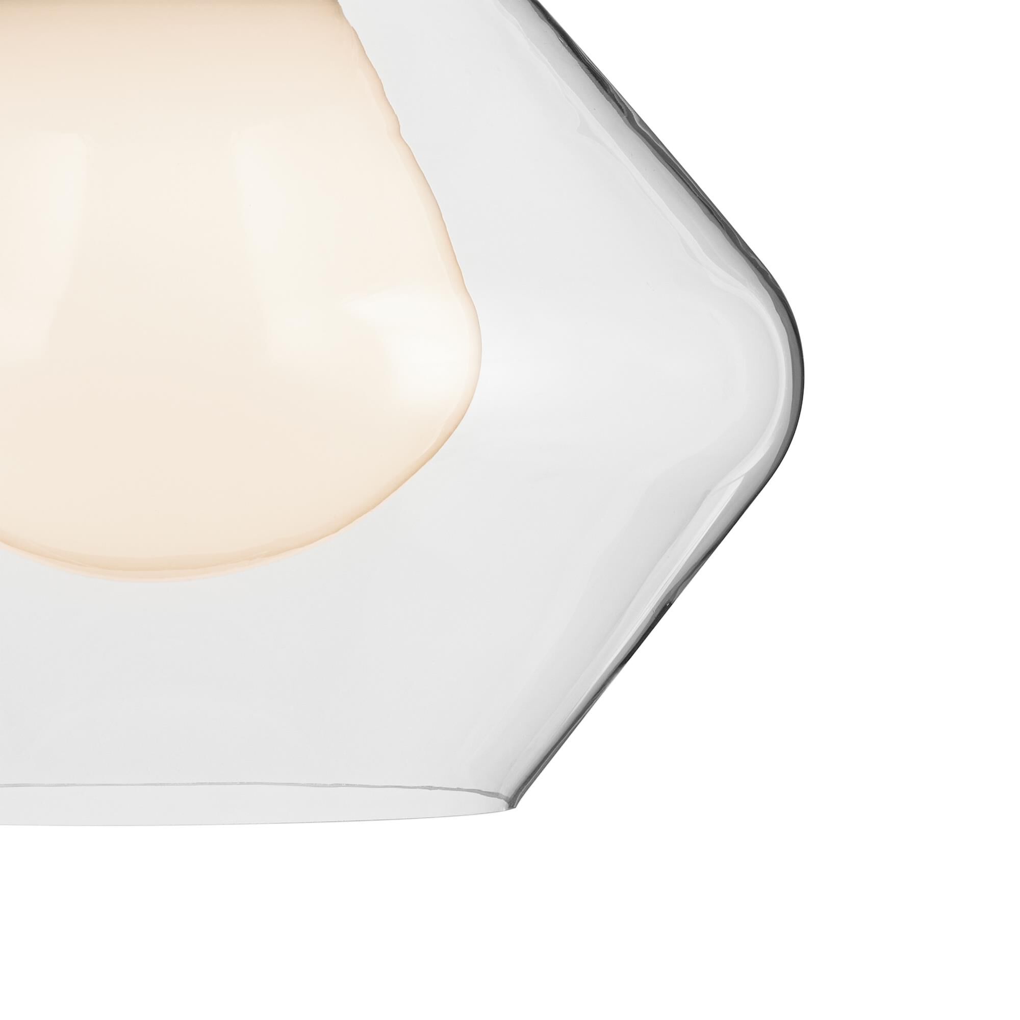 Shown in Polished Nickel finish and Clear Outer Glass with Opal Interior glass