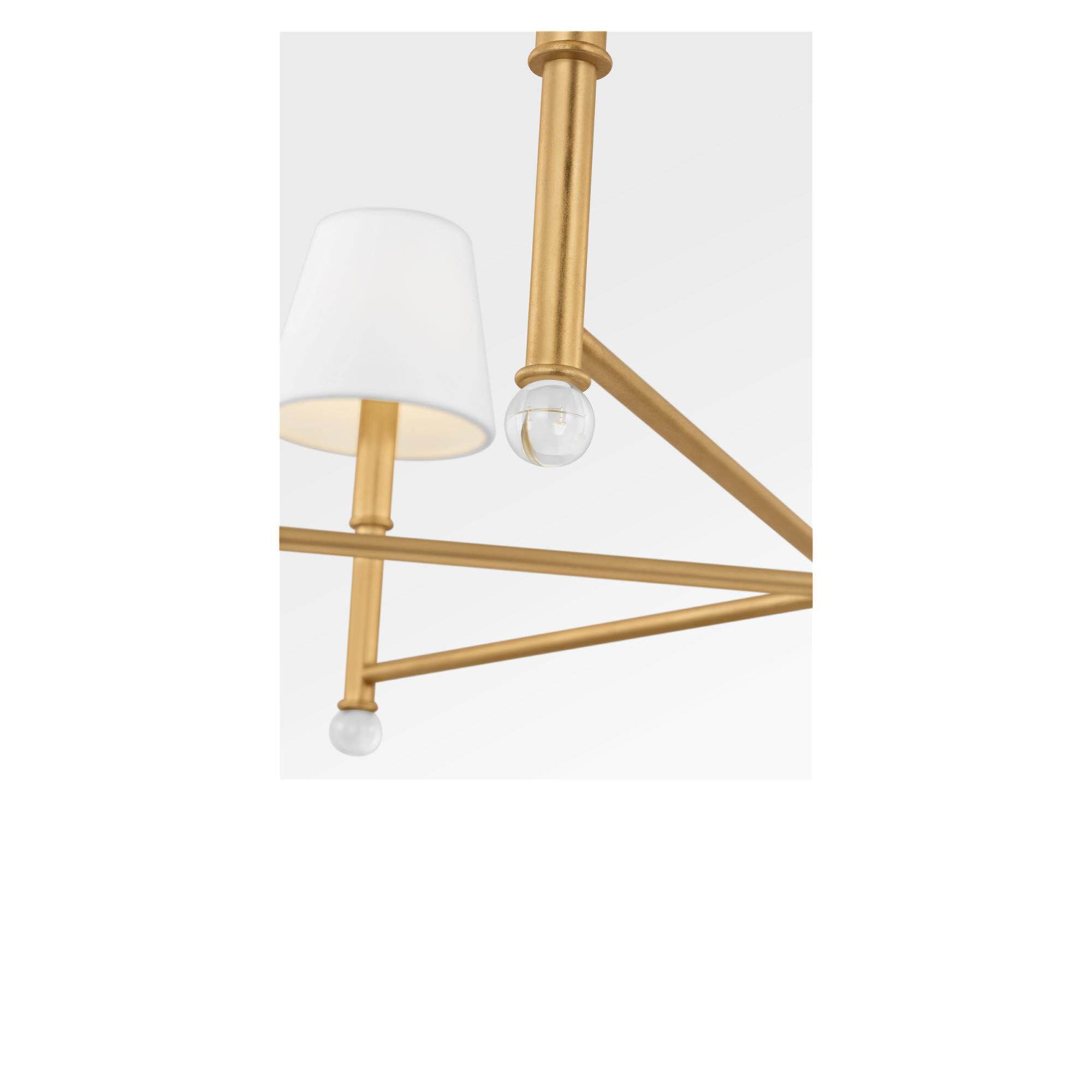 Shown in Gild finish and White Linen Fabric shade