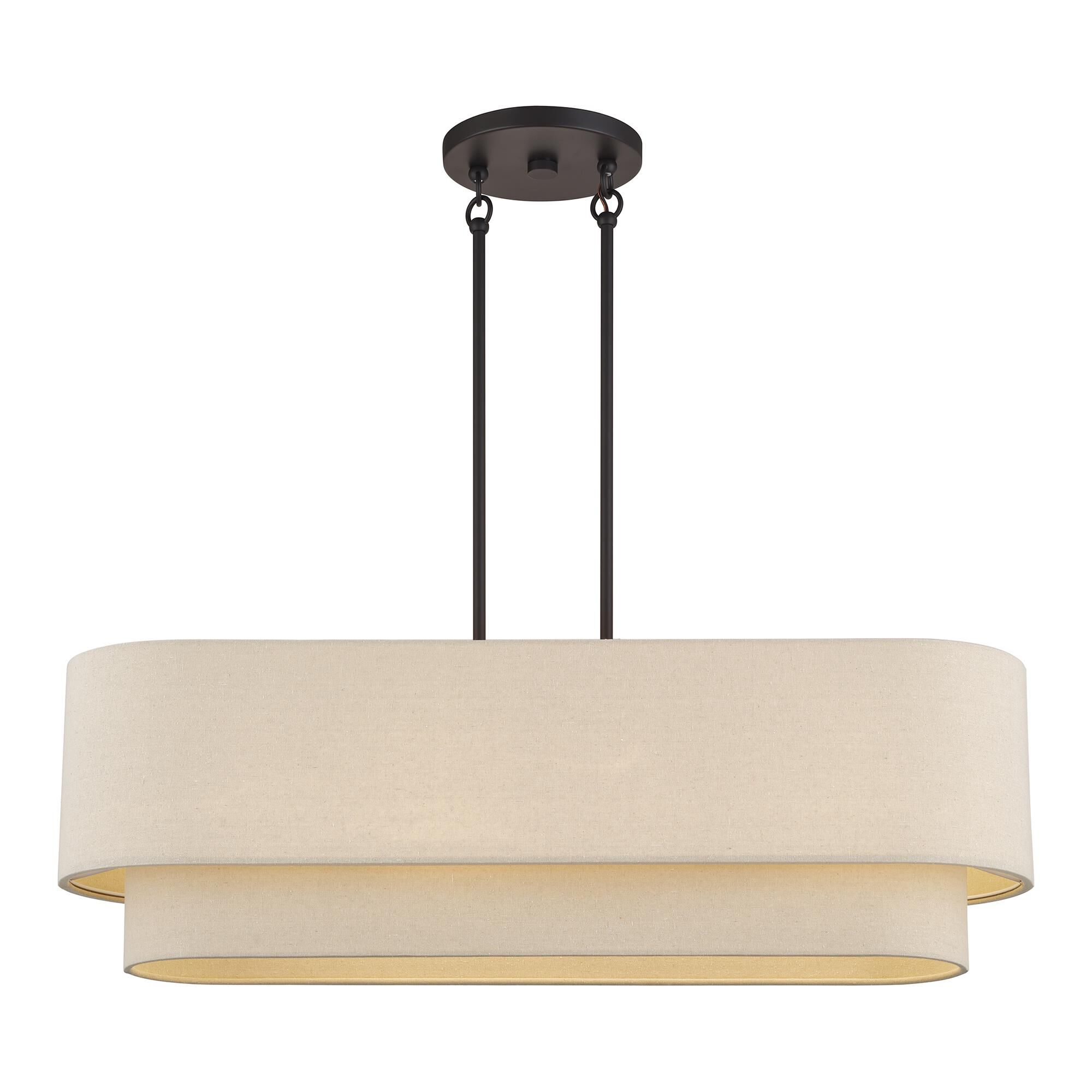 Shown in Bronze finish and Hand Crafted Parchment Color Hardback Fabric shade