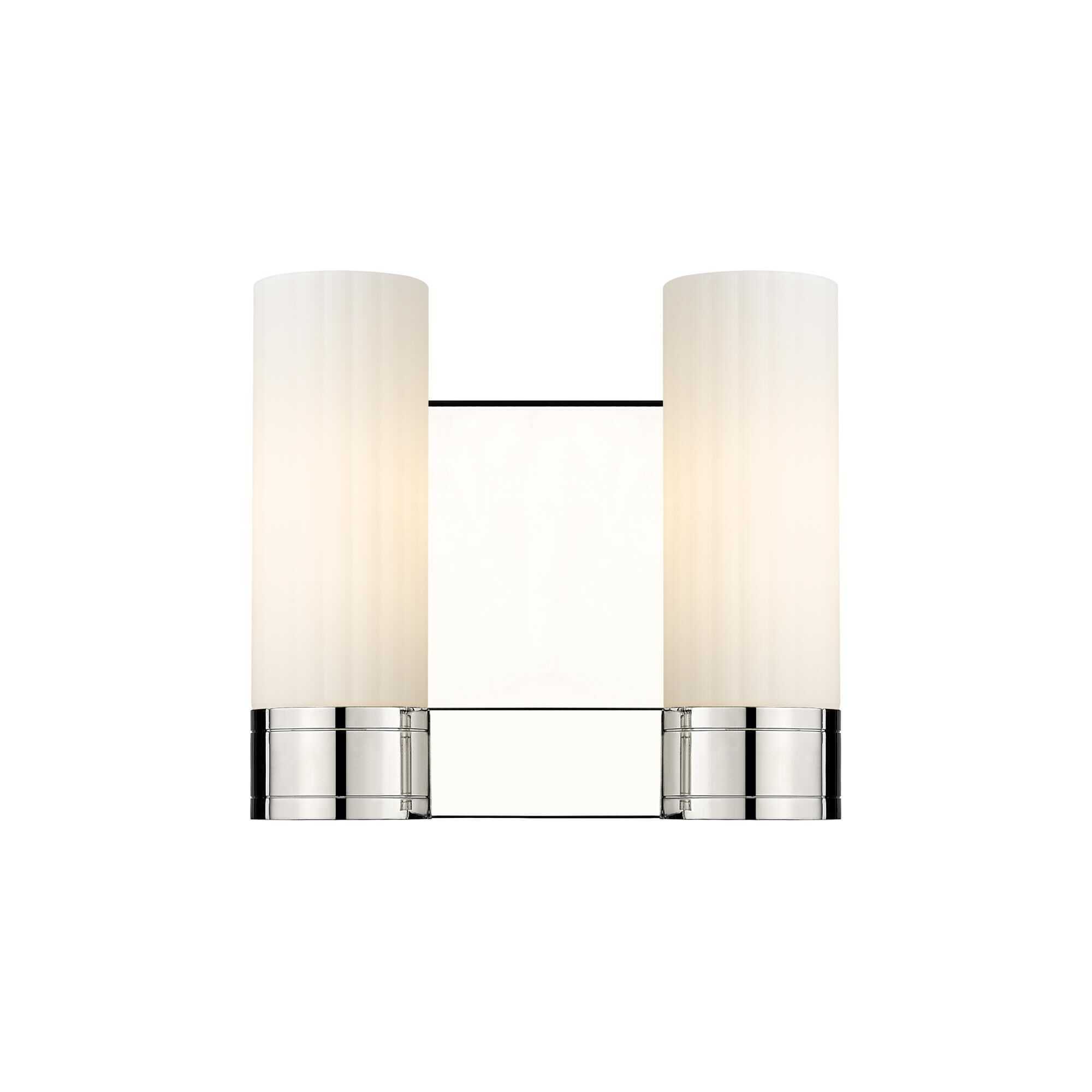 Shown in Polished Nickel finish and Matte White glass and Matte White Glass shade