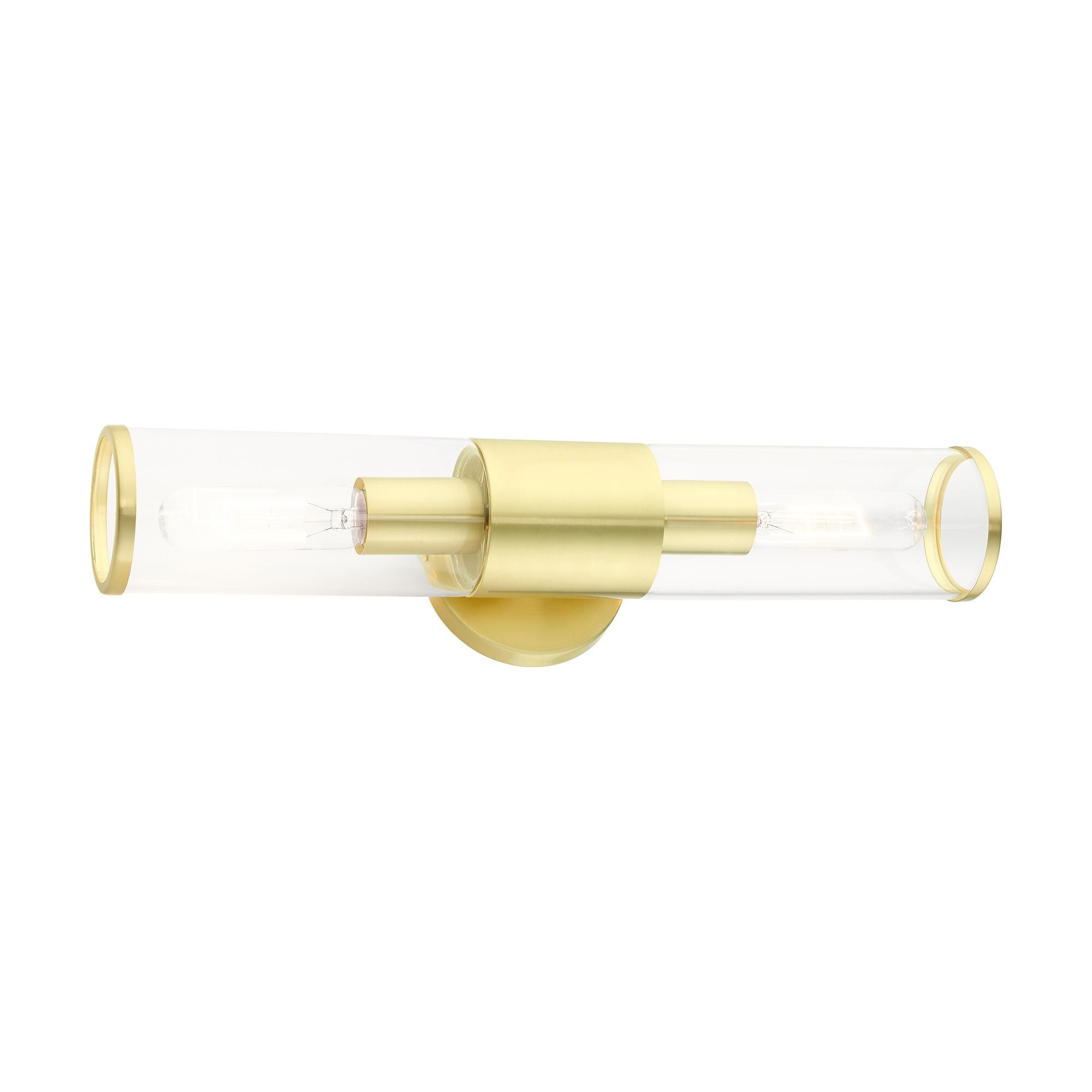 Shown in Satin Brass finish and Clear glass