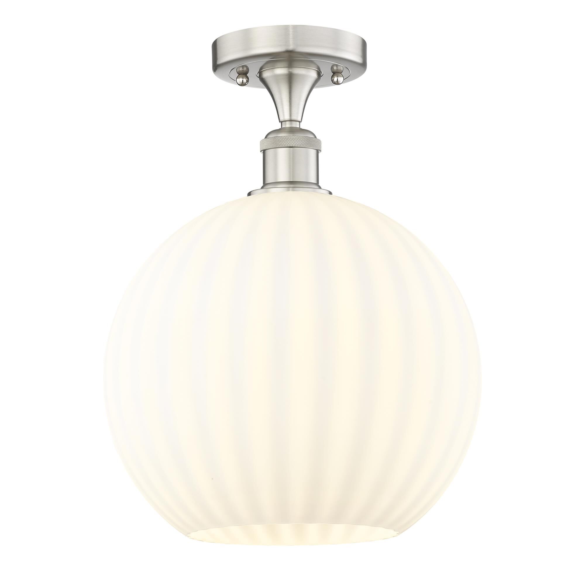 Shown in Brushed Satin Nickel finish and White Venetian glass