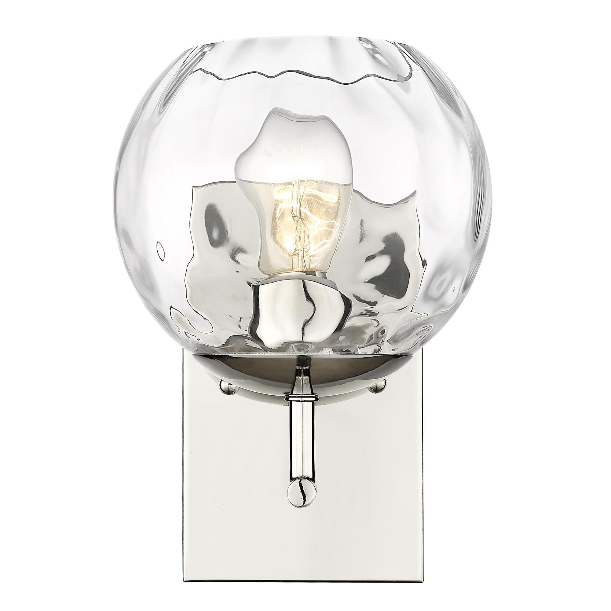 Shown in Polished Nickel finish and Rippled Water glass