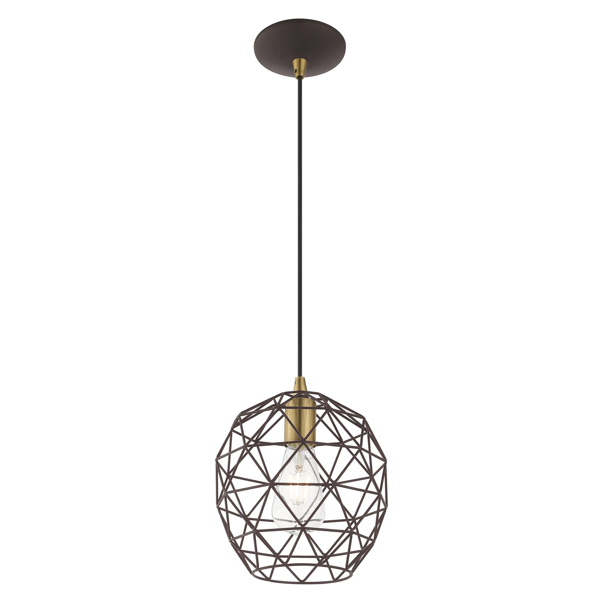 Shown in Bronze finish and Bronze Geometric Metal shade